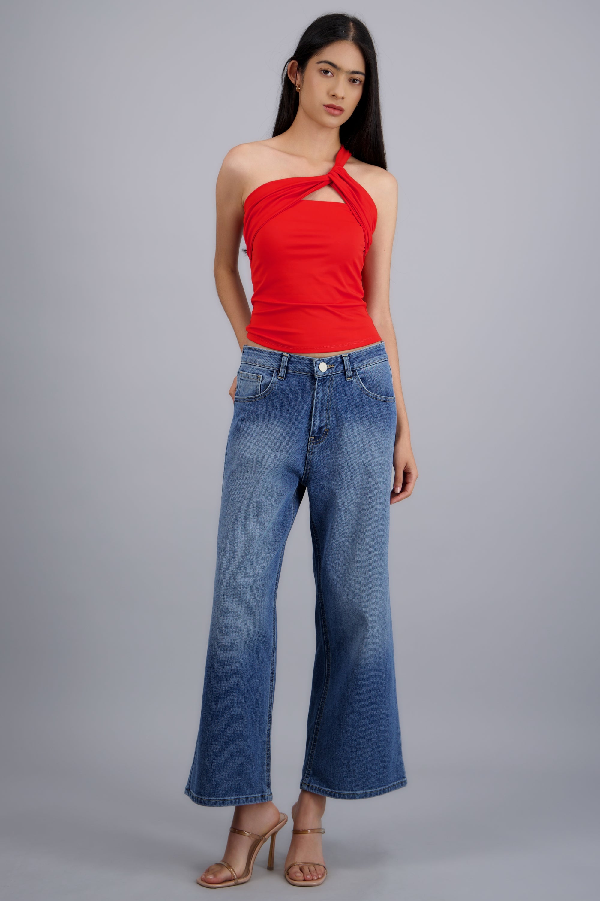 Top asimetrico detalle escote ROJO