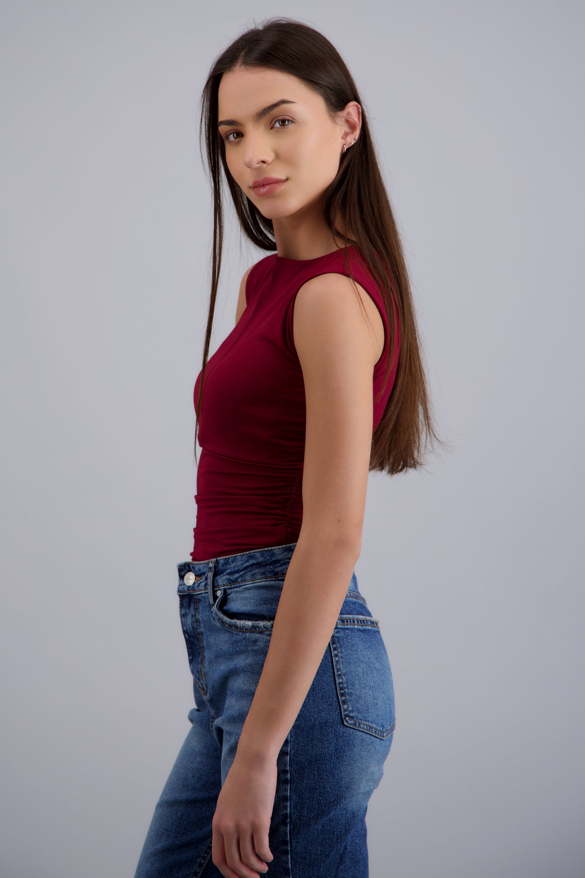 Top fruncido detalle espalda VINO