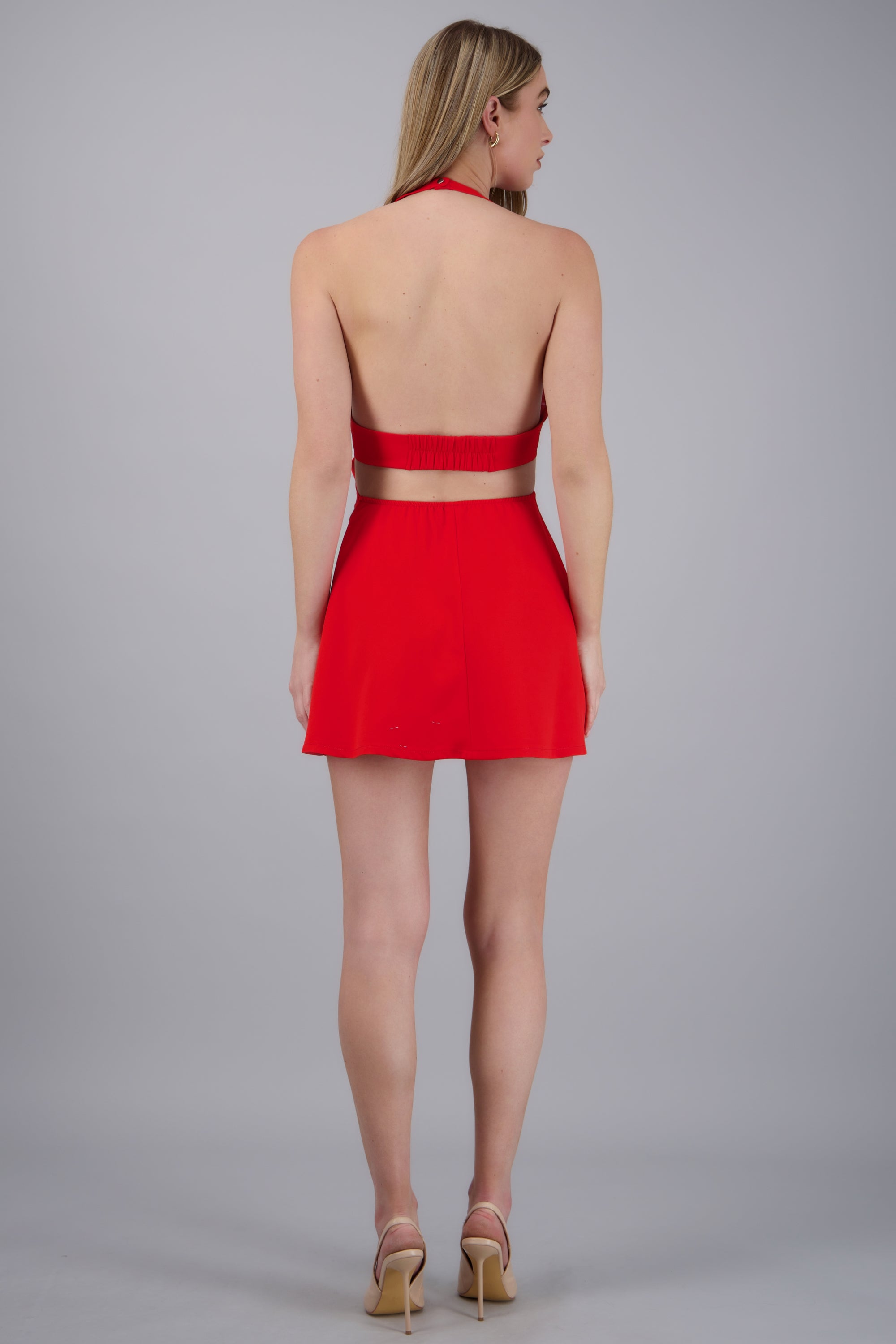 Vestido mini halter detalle espalda ROJO