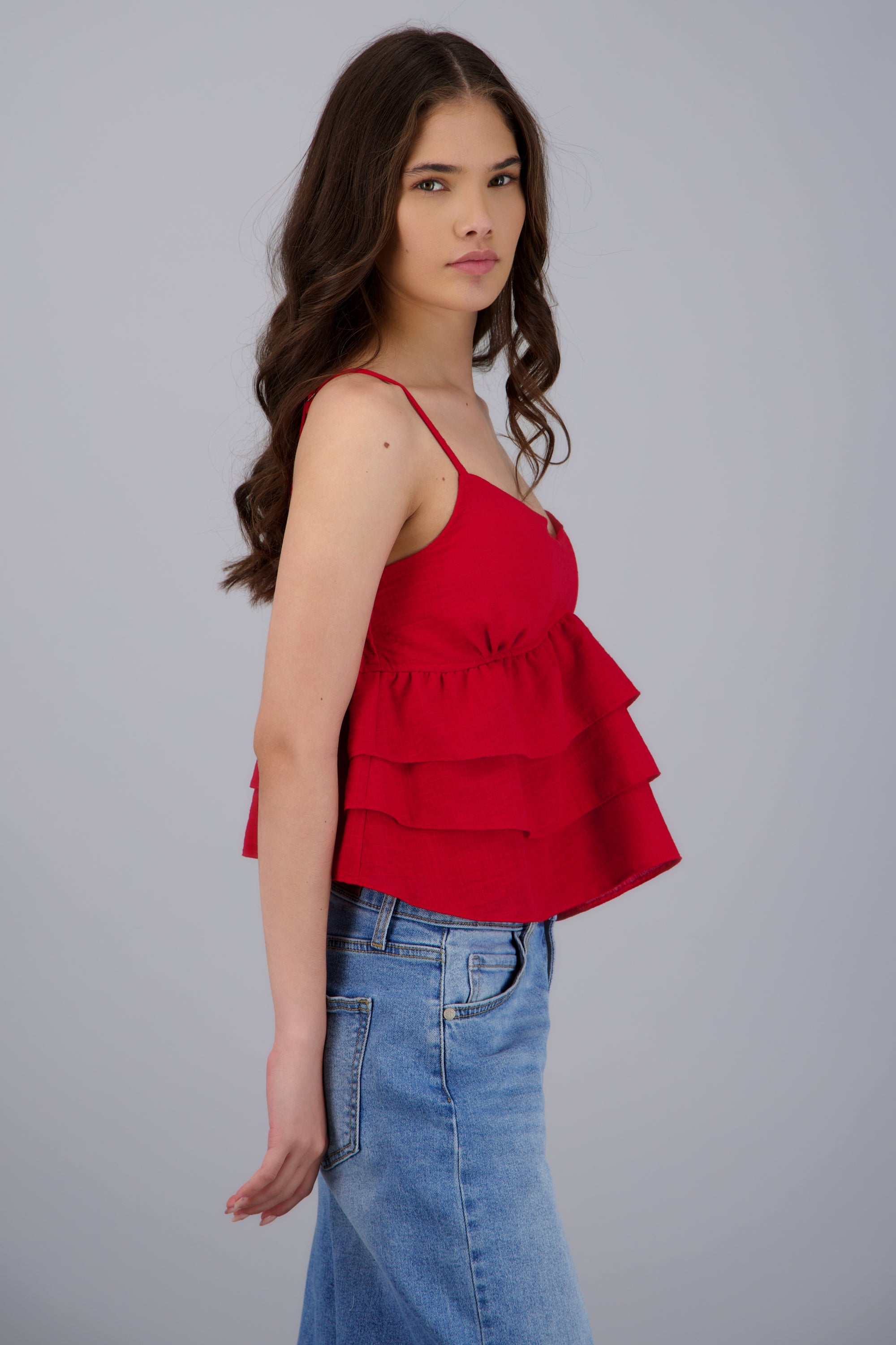 Blusa tirantes detalle olanes ROJO