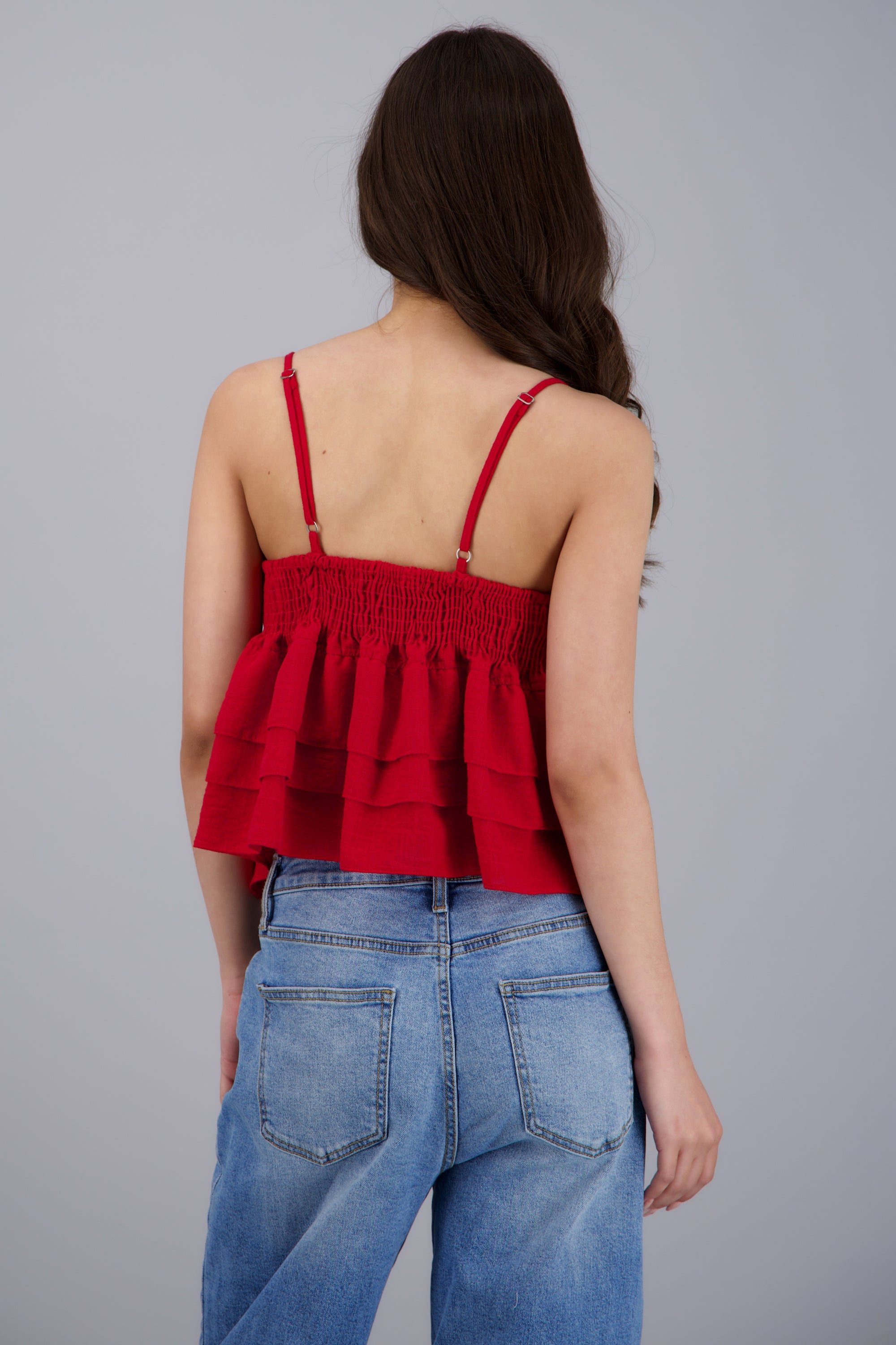 Blusa tirantes detalle olanes ROJO