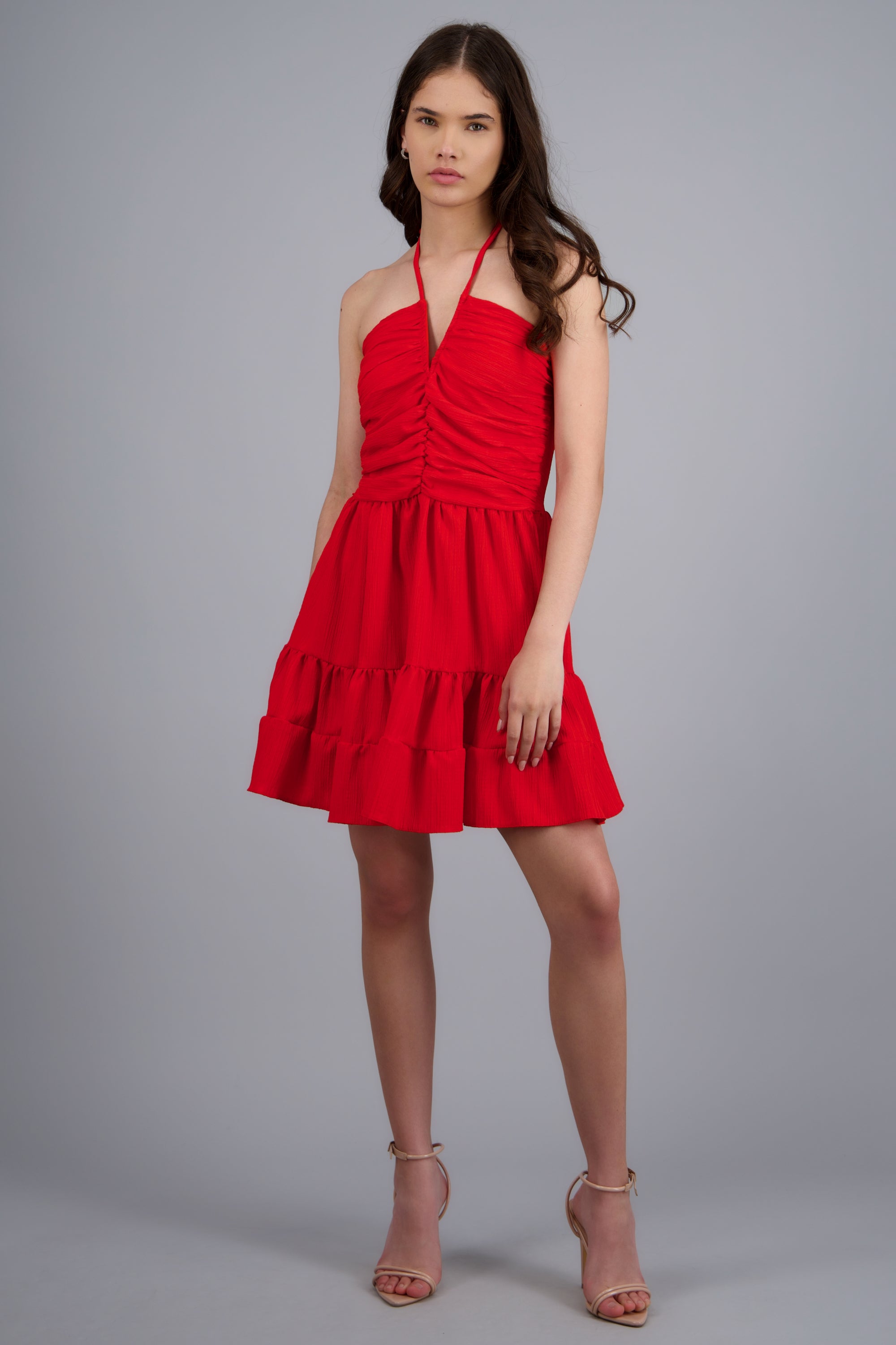 Vestido mini halter olanes ROJO