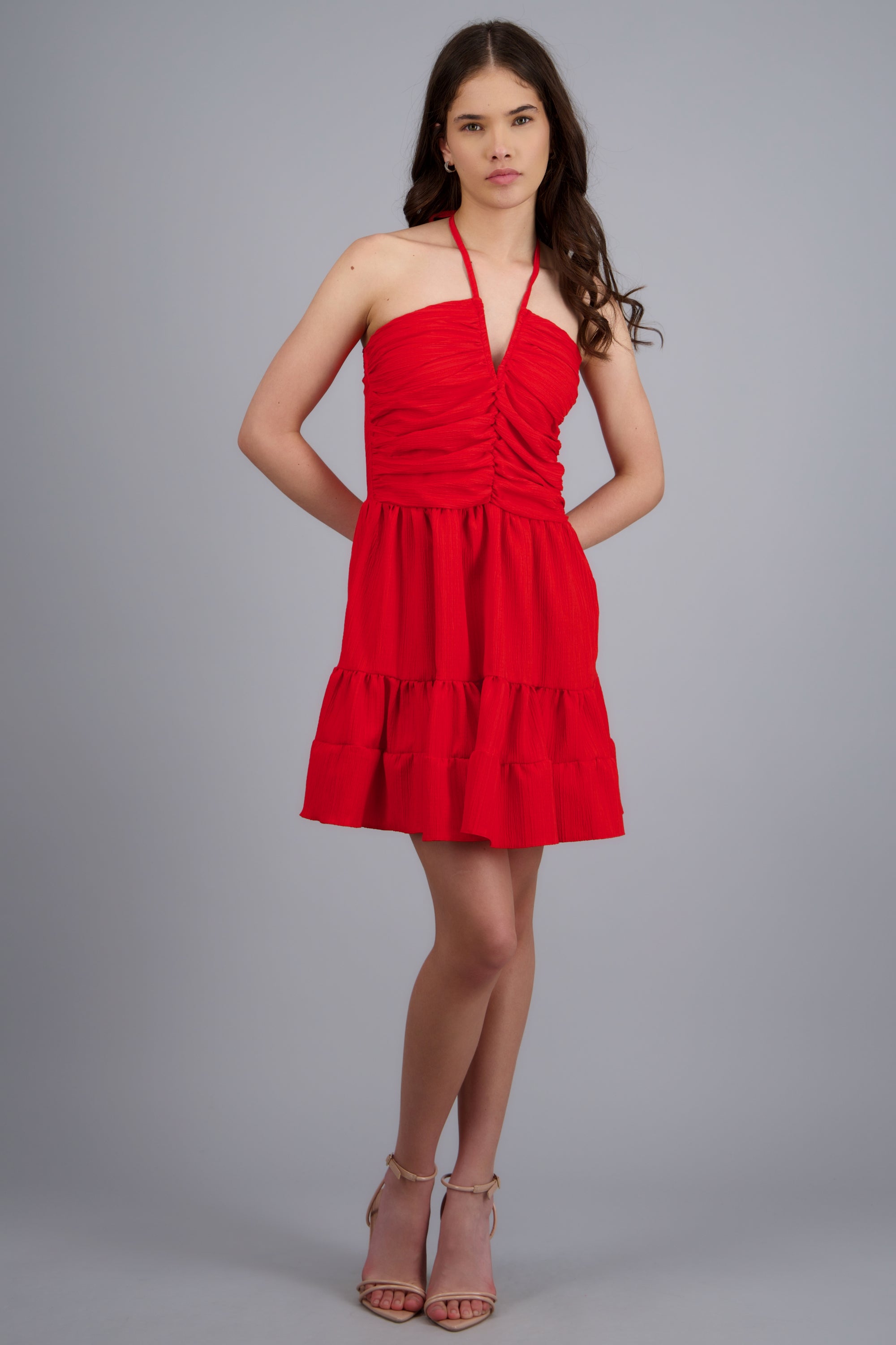 Vestido mini halter olanes ROJO