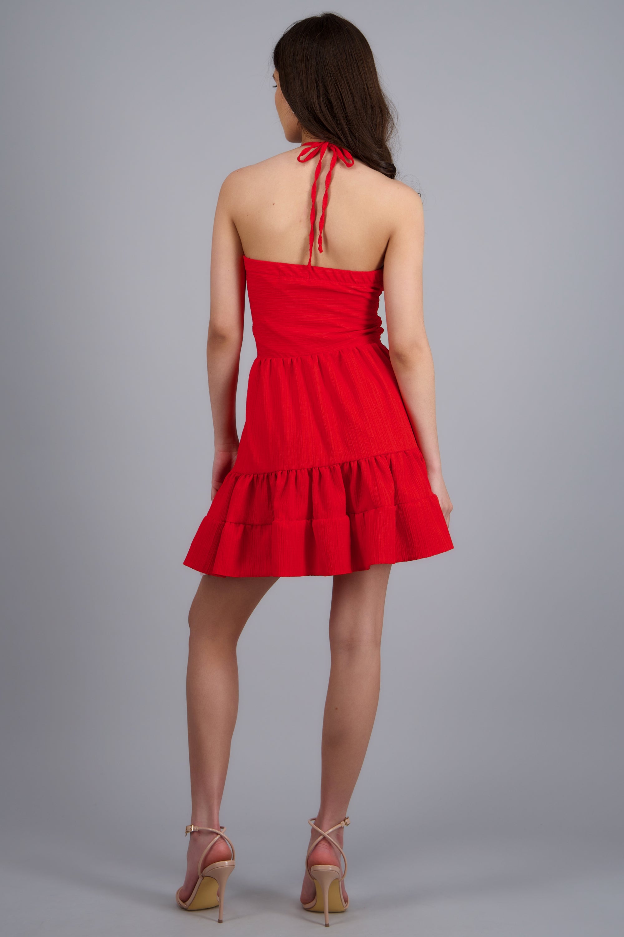 Vestido mini halter olanes ROJO