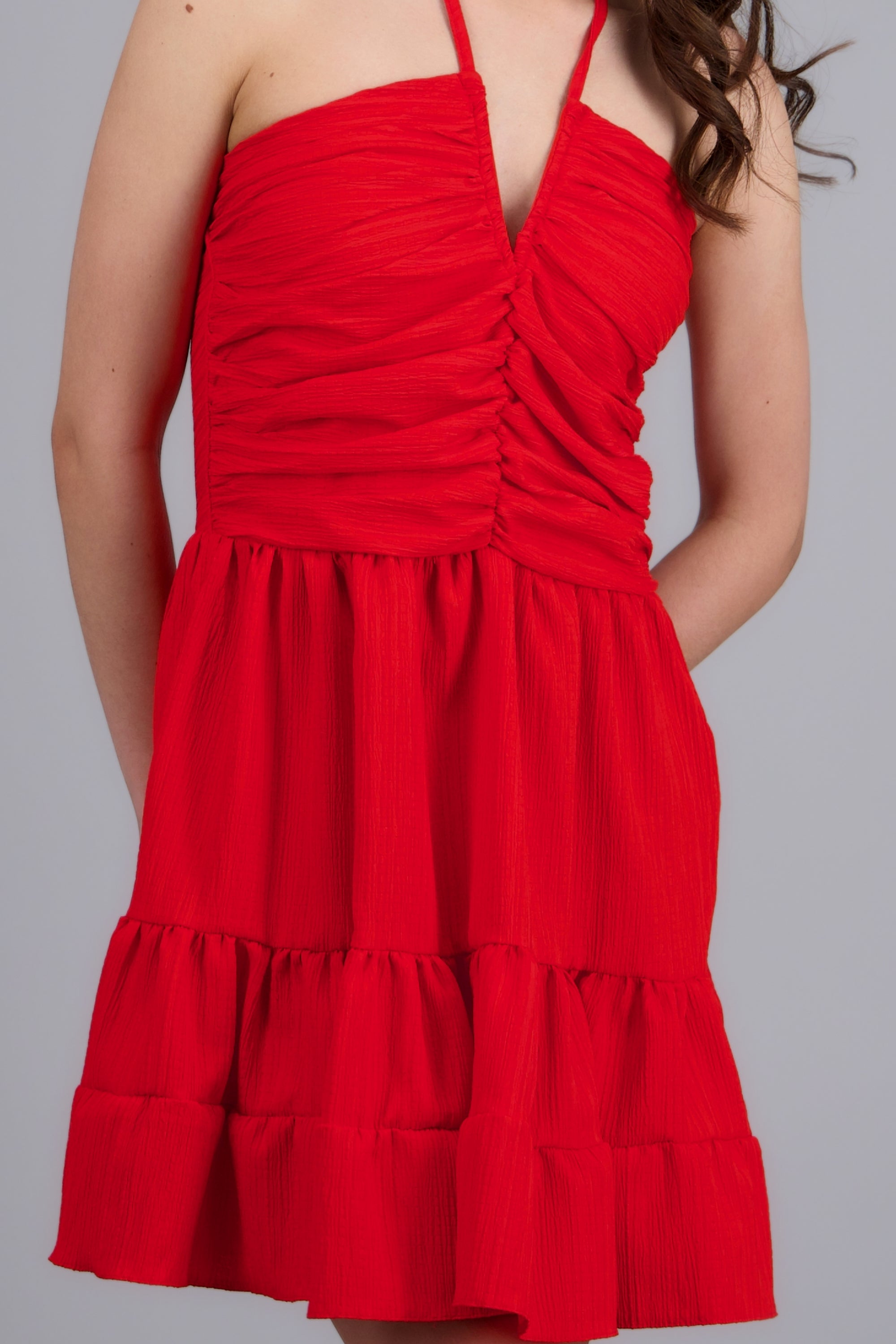 Vestido mini halter olanes ROJO