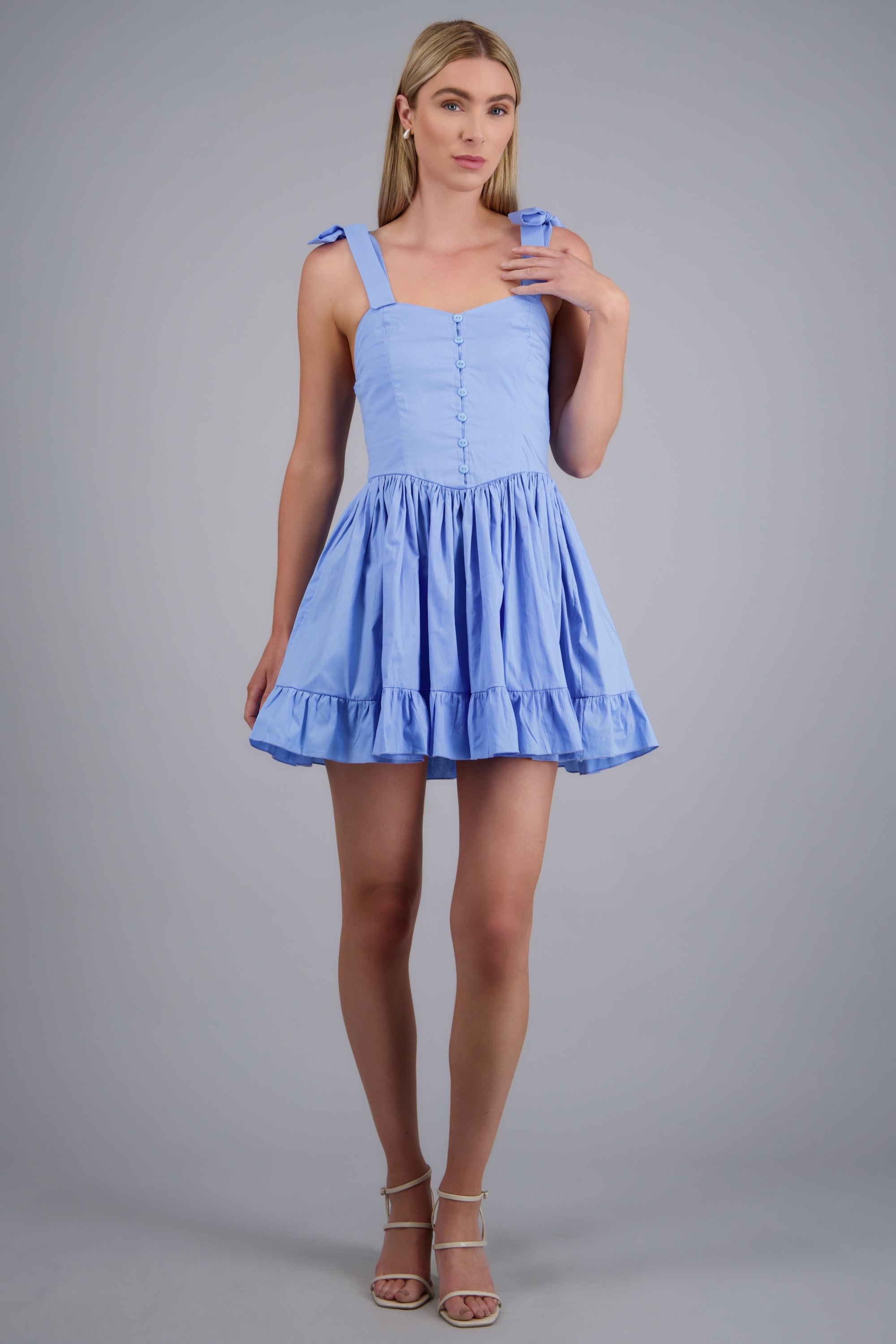 Vestido mini detalle botones AZUL PASTEL
