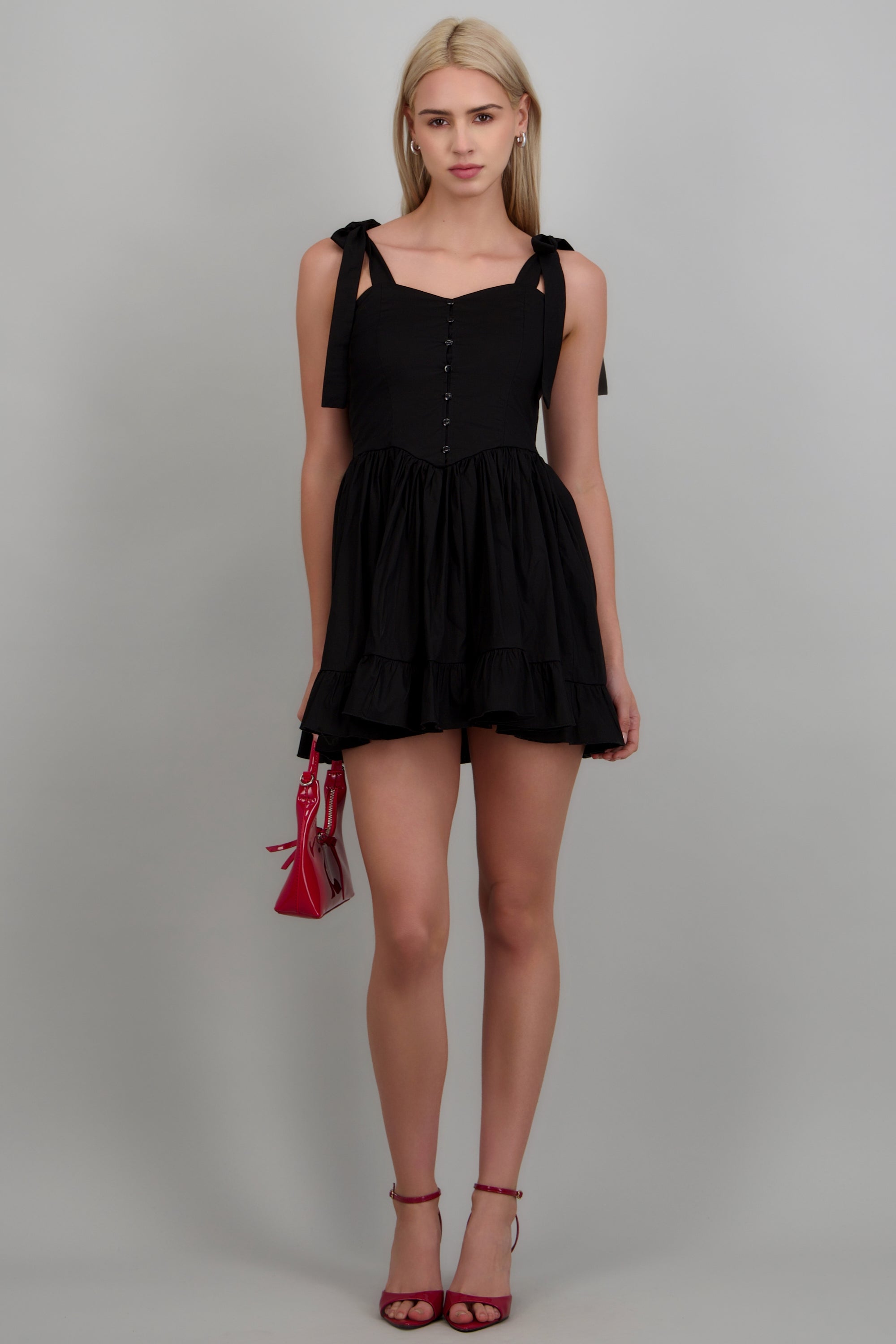 Vestido mini detalle botones NEGRO