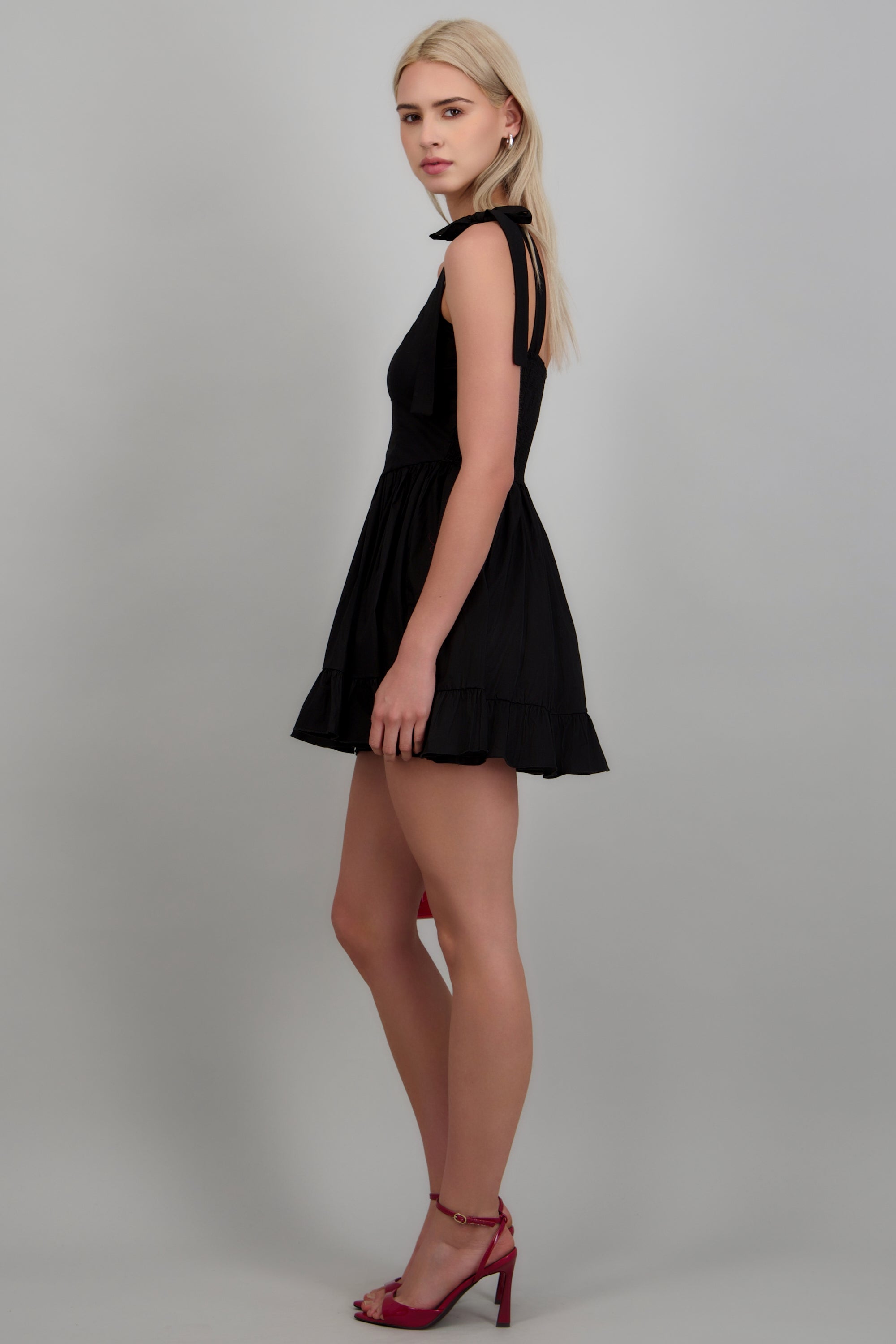 Vestido mini detalle botones NEGRO