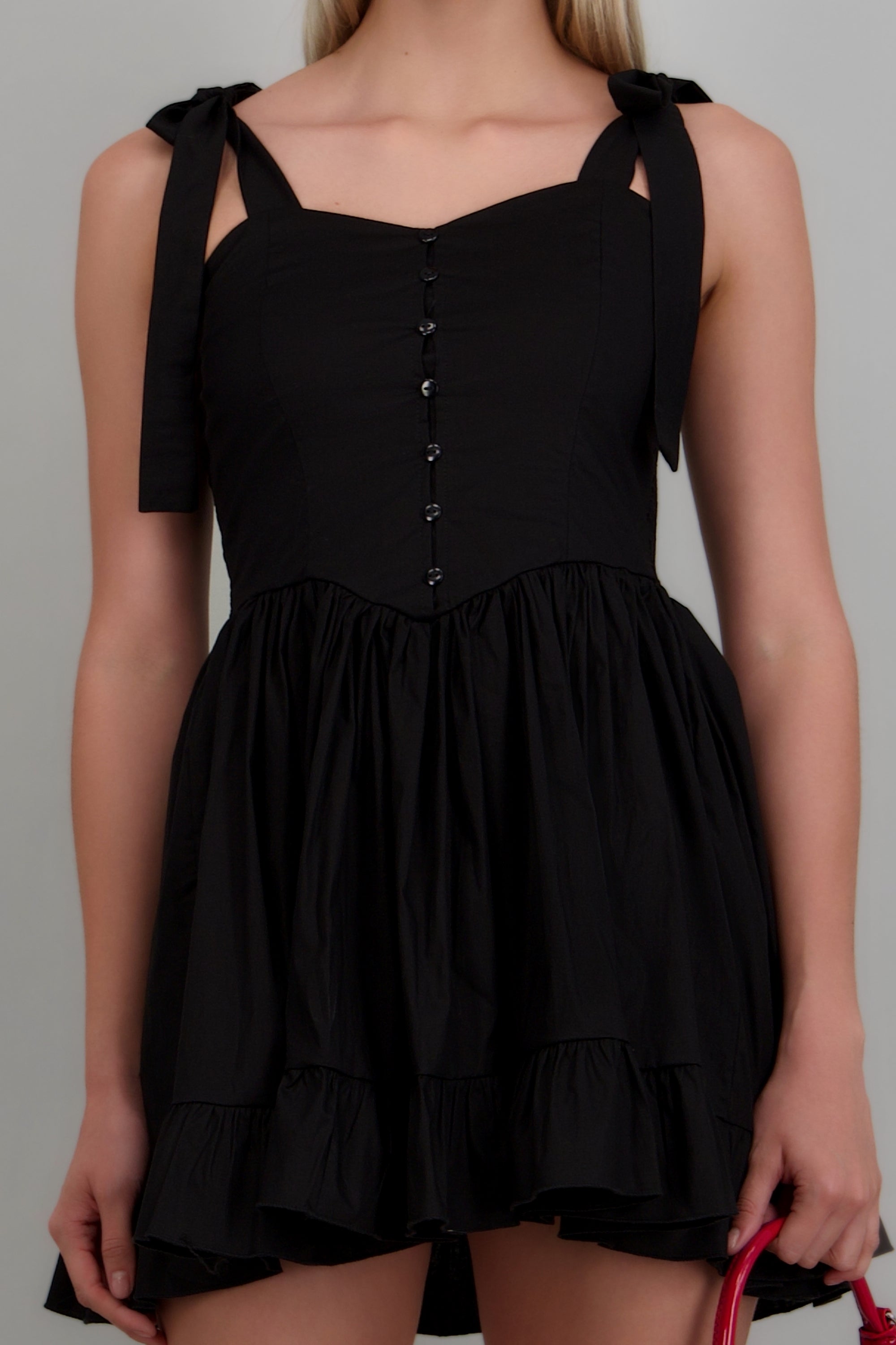 Vestido mini detalle botones NEGRO