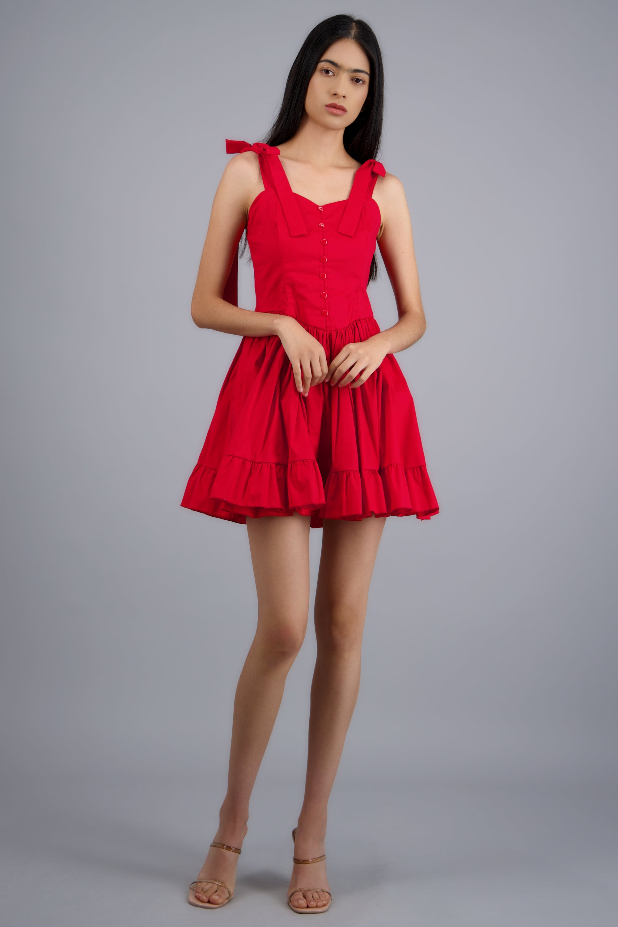 Vestido mini detalle botones ROJO