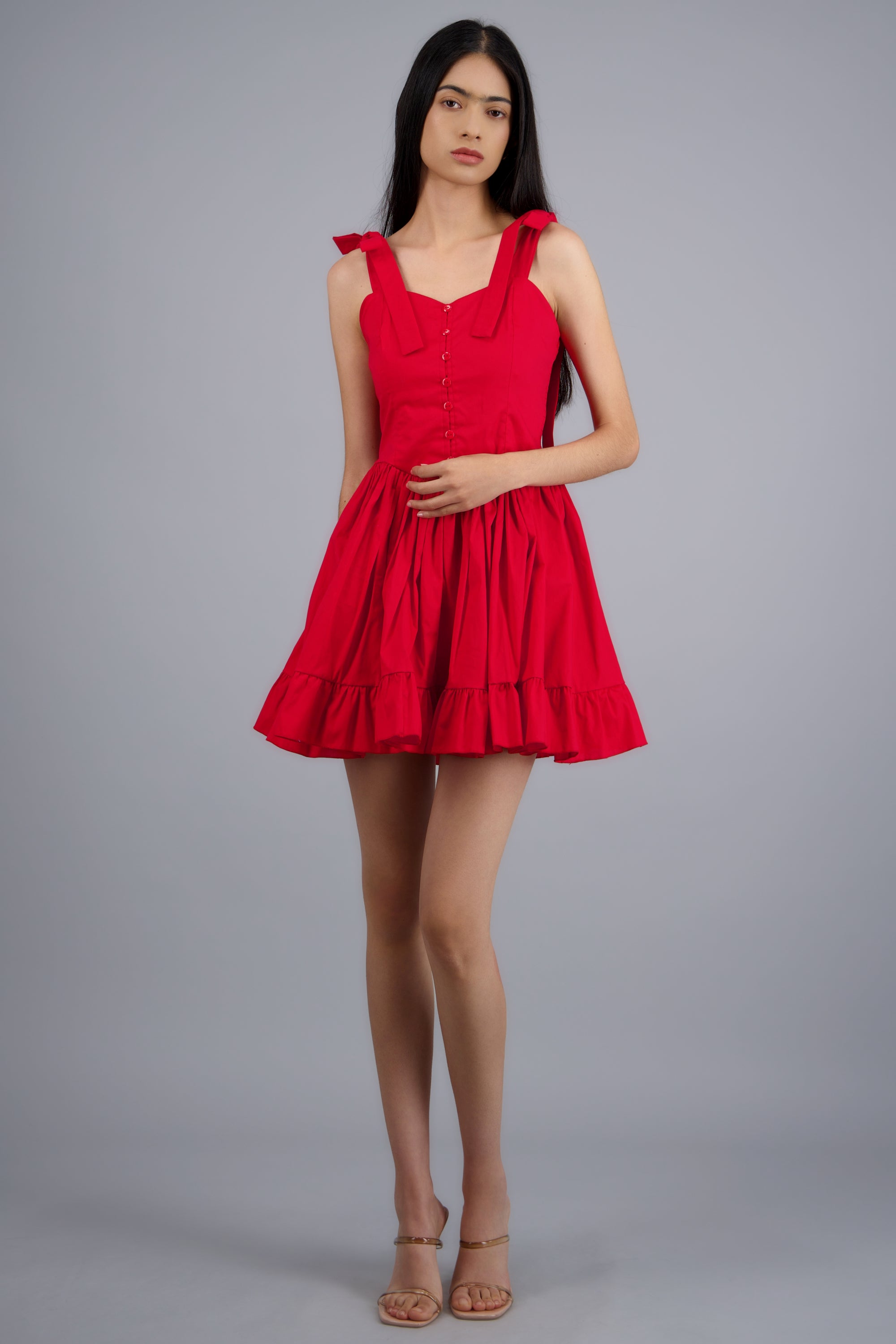 Vestido mini detalle botones ROJO