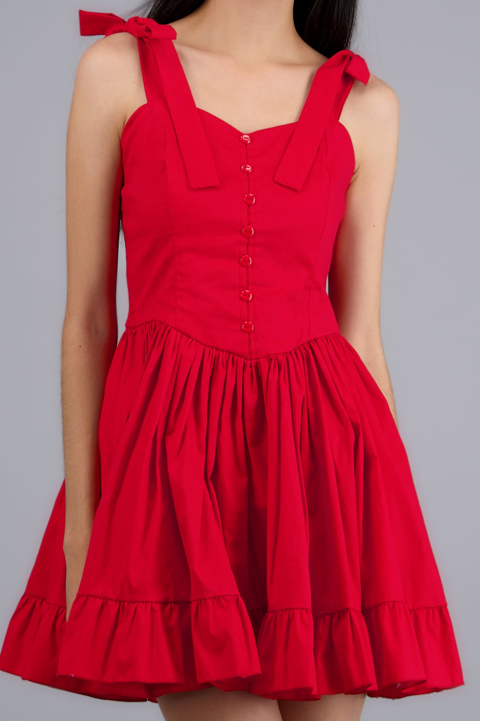Vestido mini detalle botones ROJO