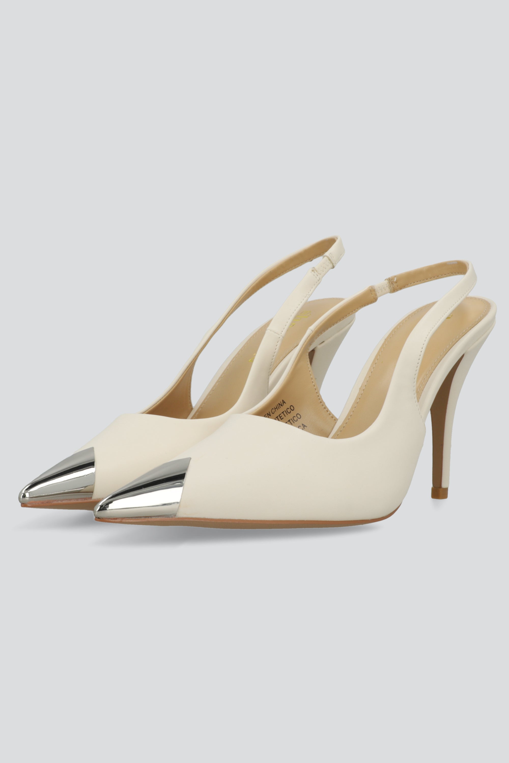 Tacon Pointy alto punta metalica HUESO