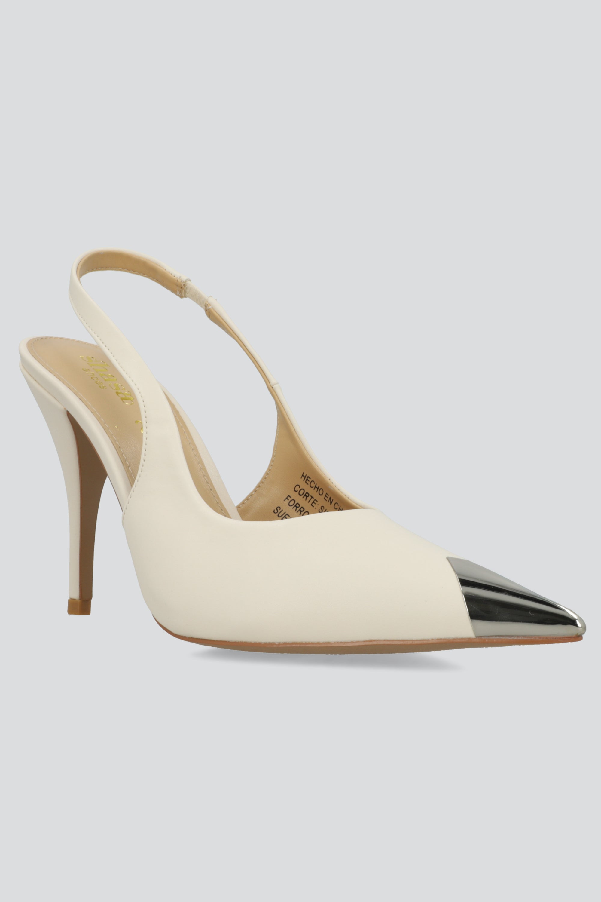 Tacon Pointy alto punta metalica HUESO
