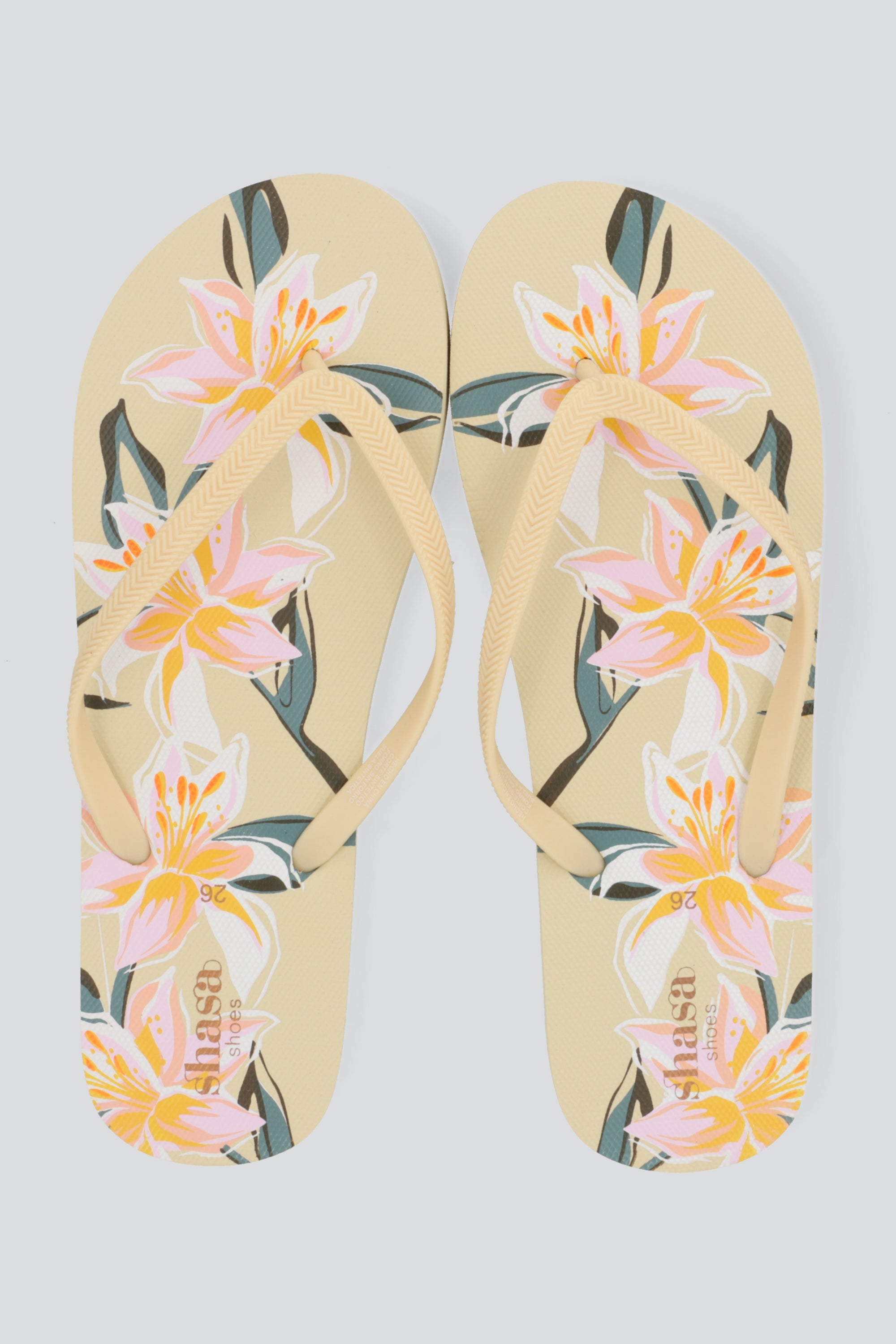 Flip flop estampado floral BEIGE
