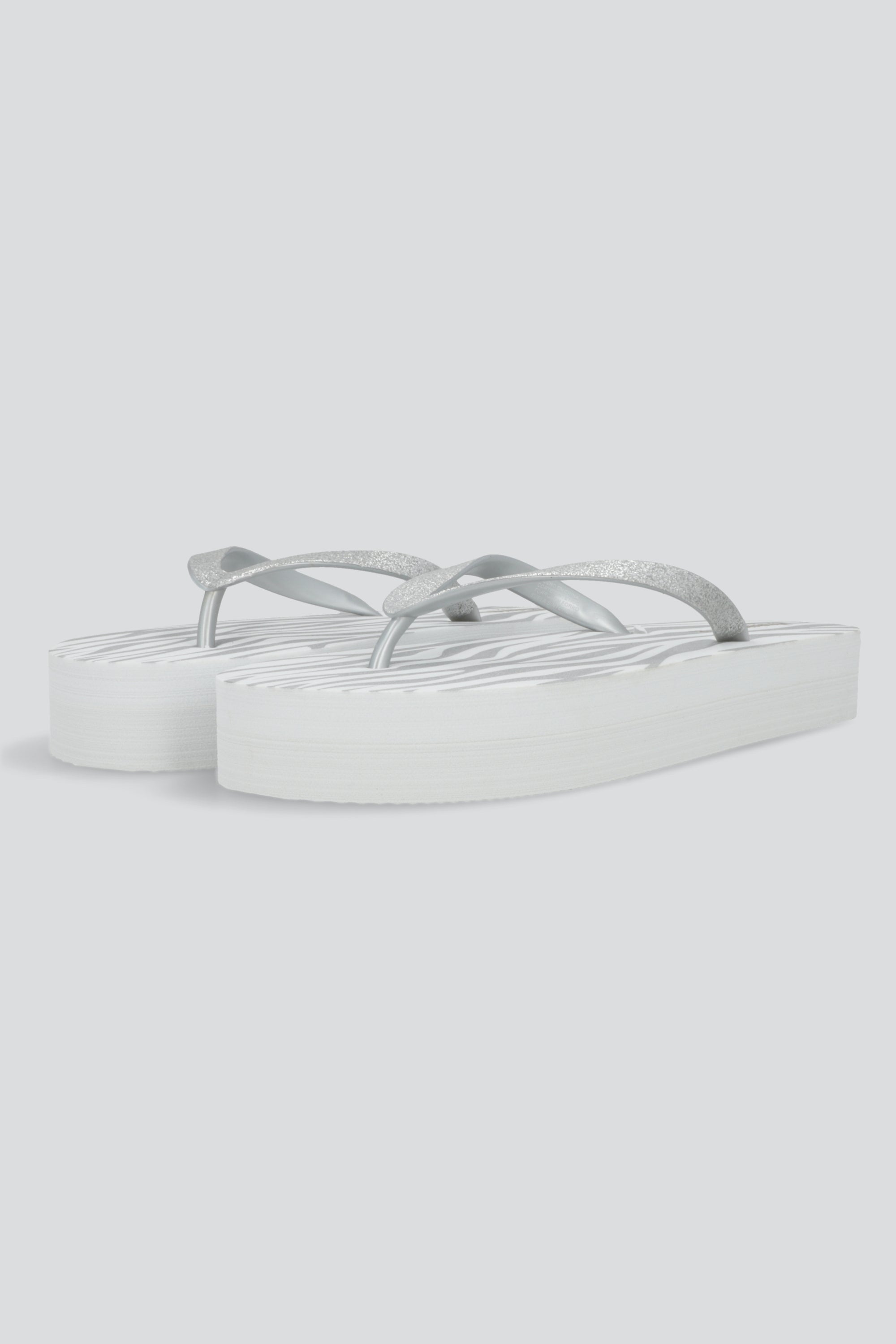 Flip flop chinela brillos estampado zebra PLATA