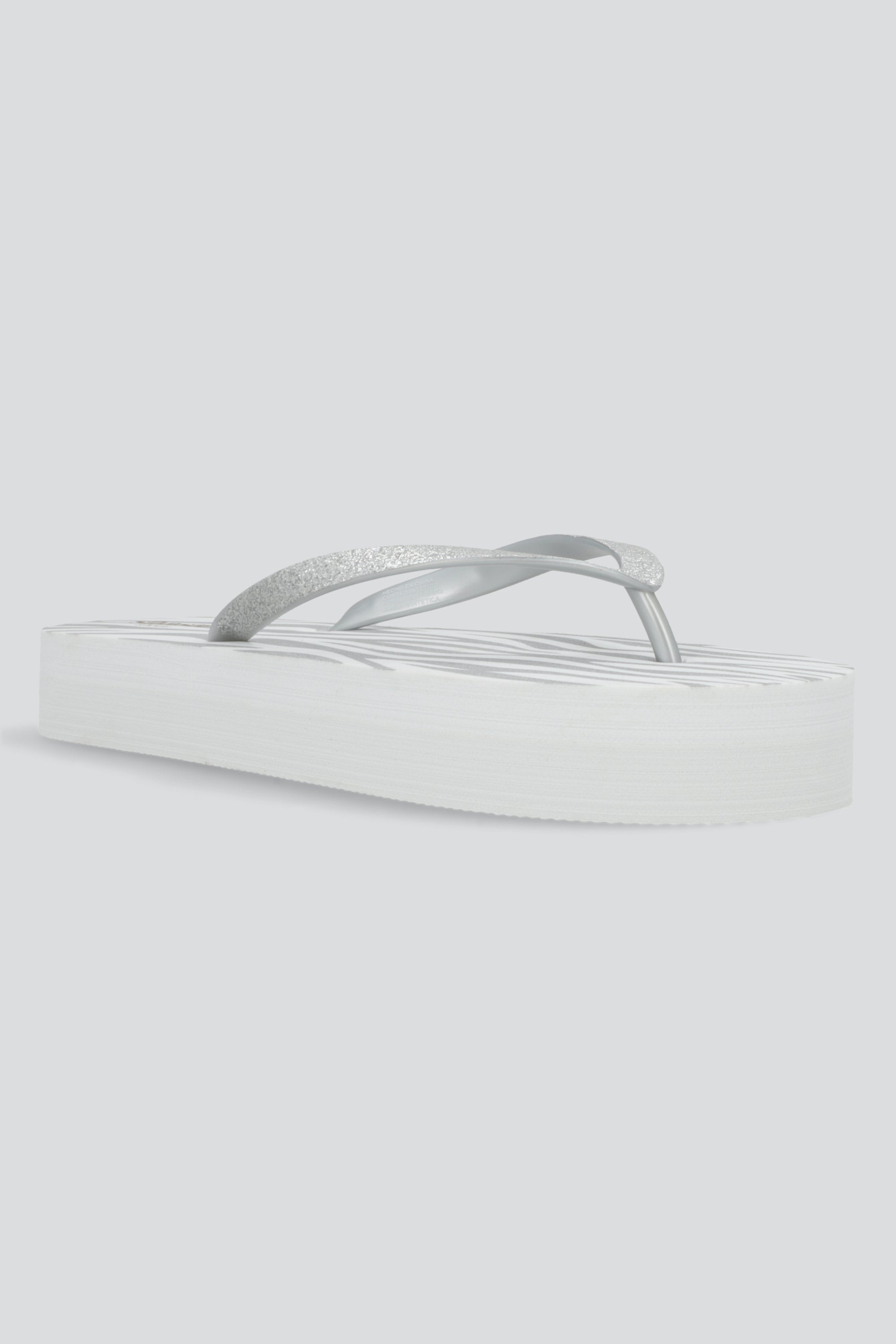 Flip flop chinela brillos estampado zebra PLATA