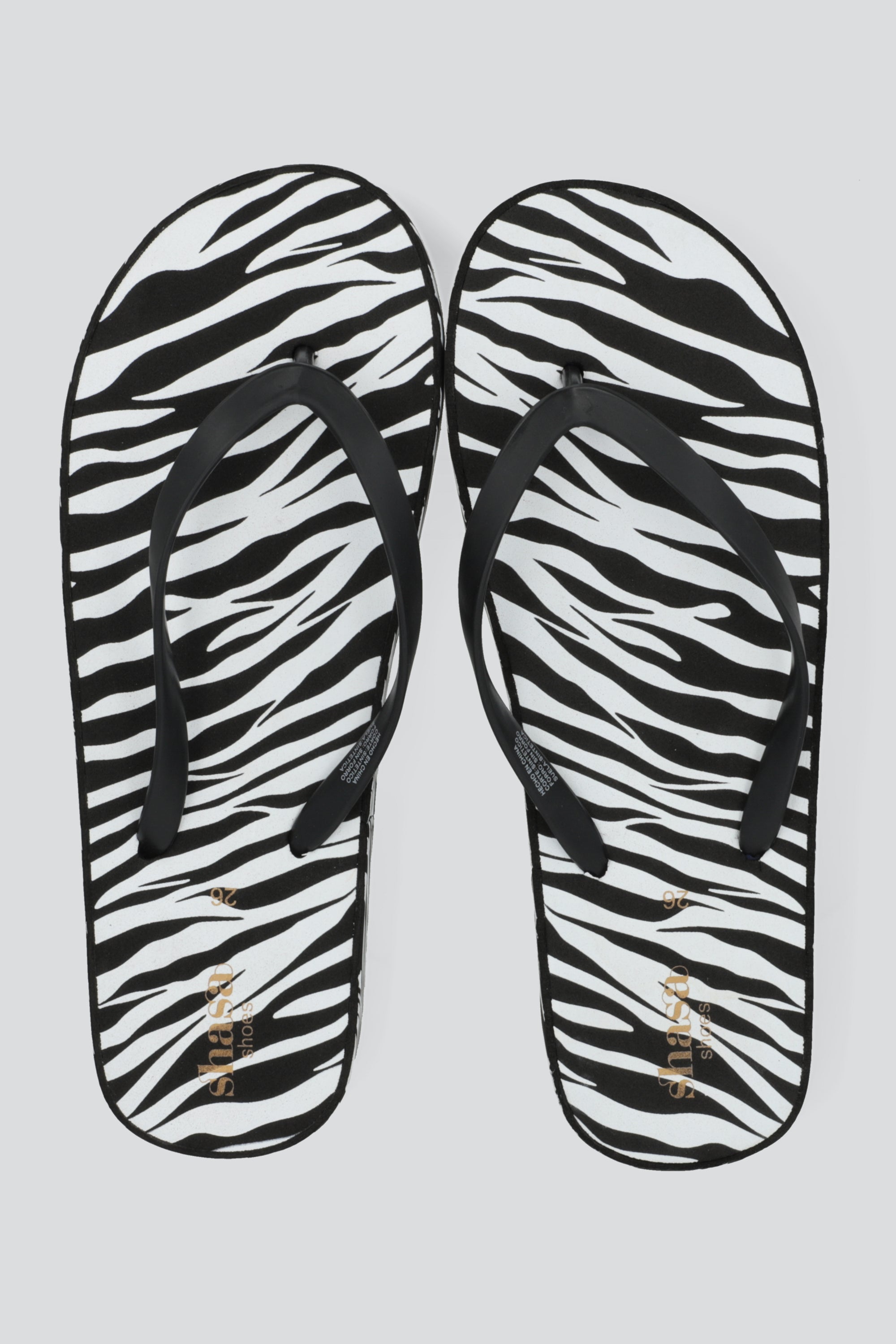 Flip flop chinela brillos estampado zebra NEGRO