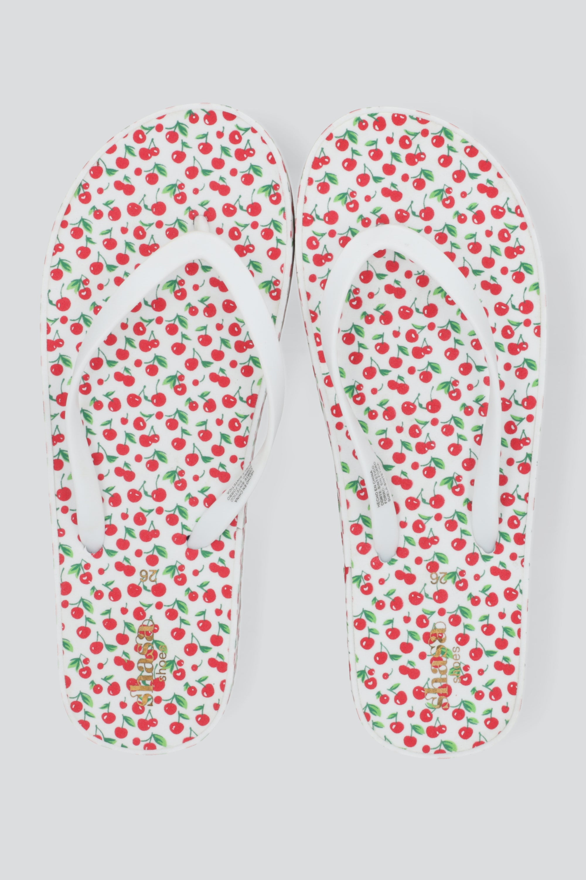 Flip flop plataforma estampado cerezas BLANCO