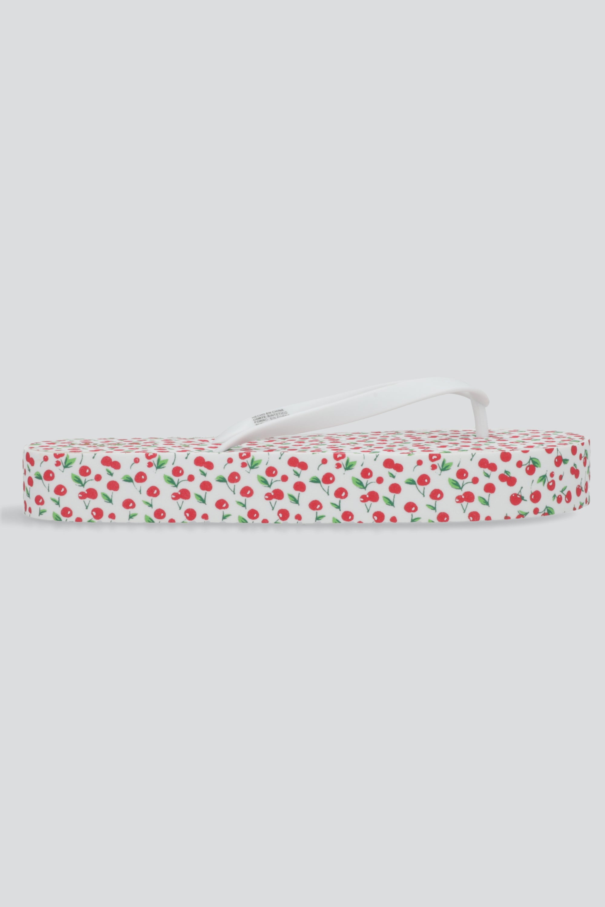 Flip flop plataforma estampado cerezas BLANCO