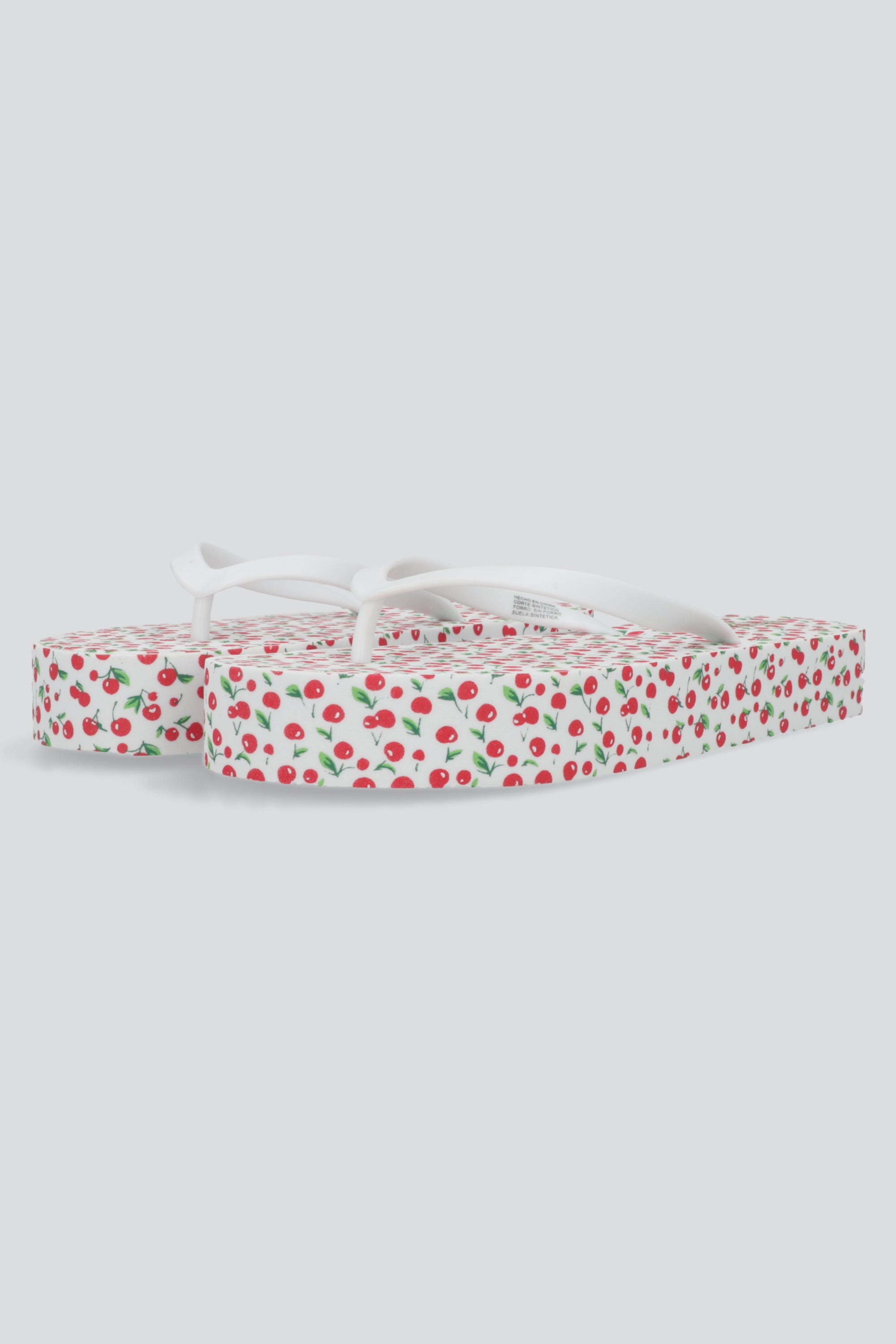 Flip flop plataforma estampado cerezas BLANCO