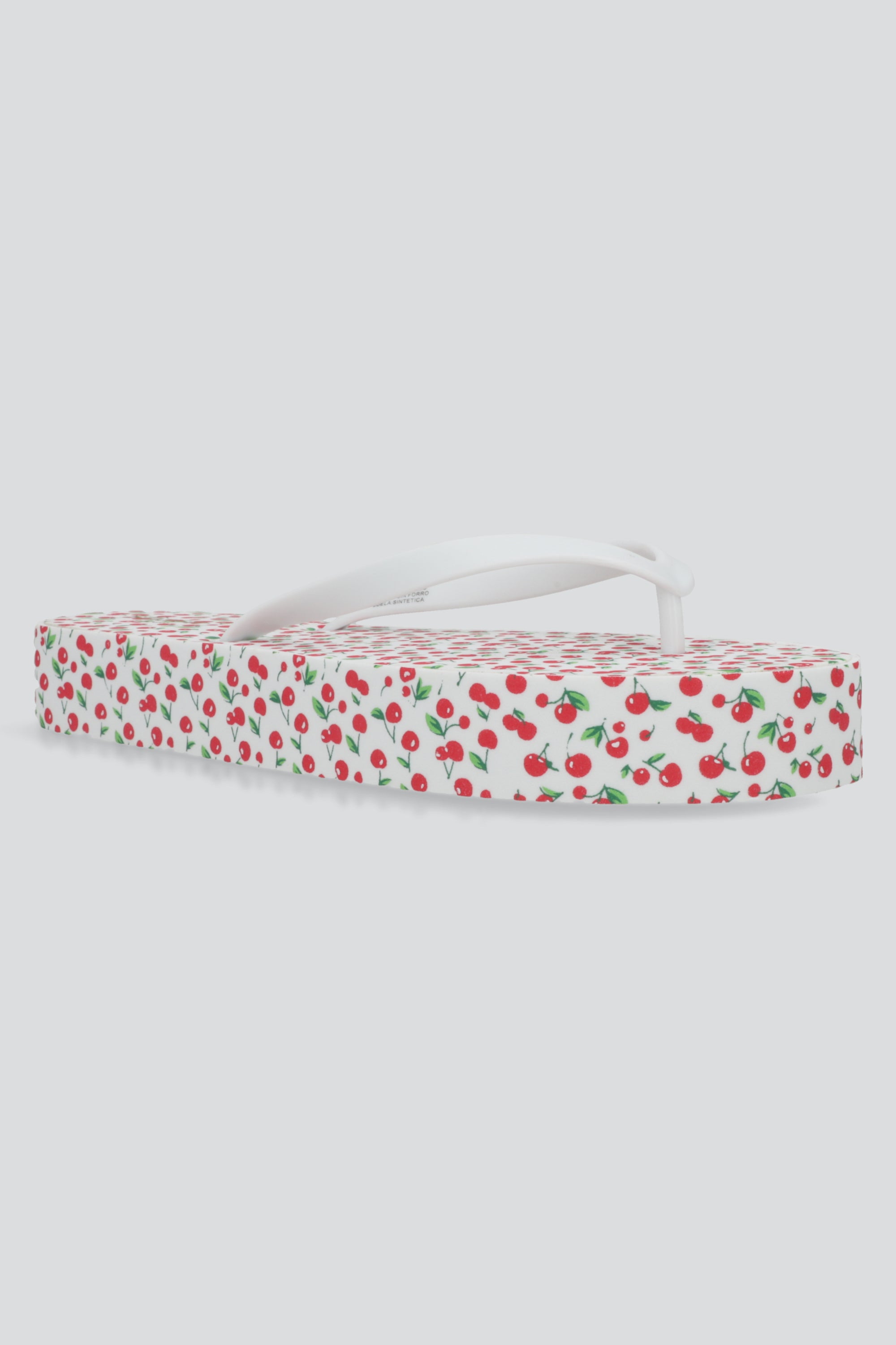 Flip flop plataforma estampado cerezas BLANCO