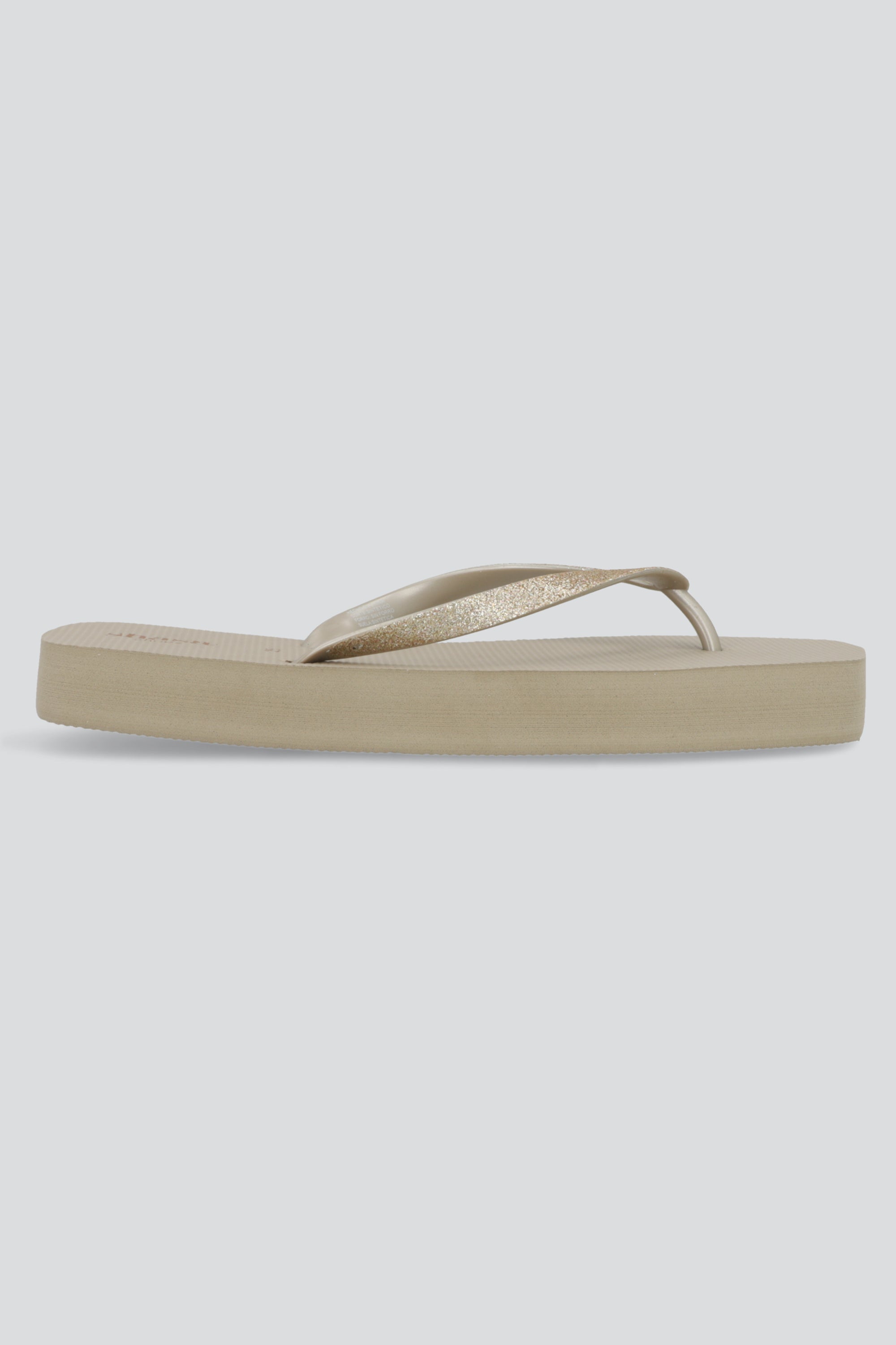 Flip flop punta cuadrada chinela brillos TAUPE