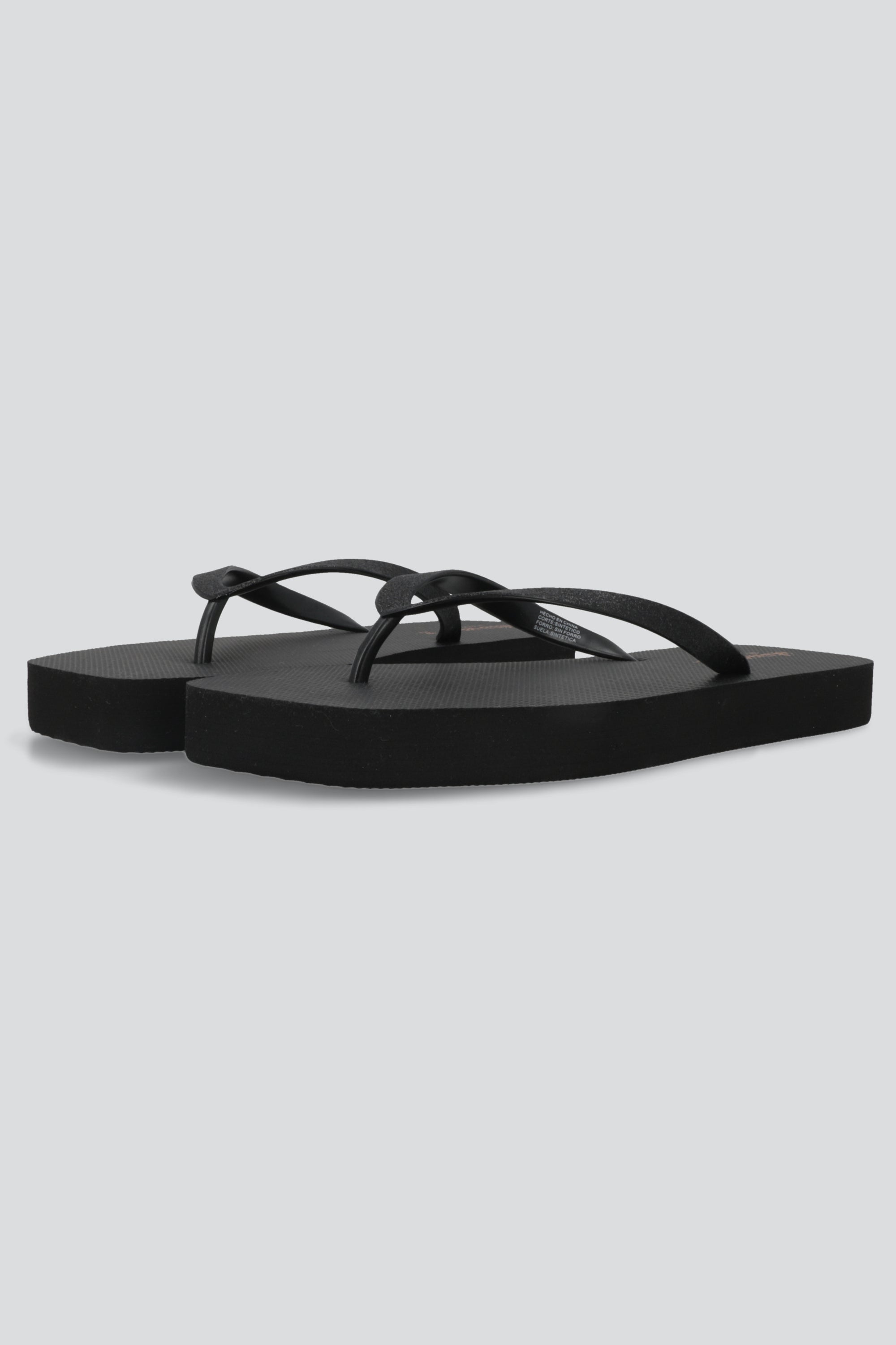 Flip flop punta cuadrada chinela brillos NEGRO