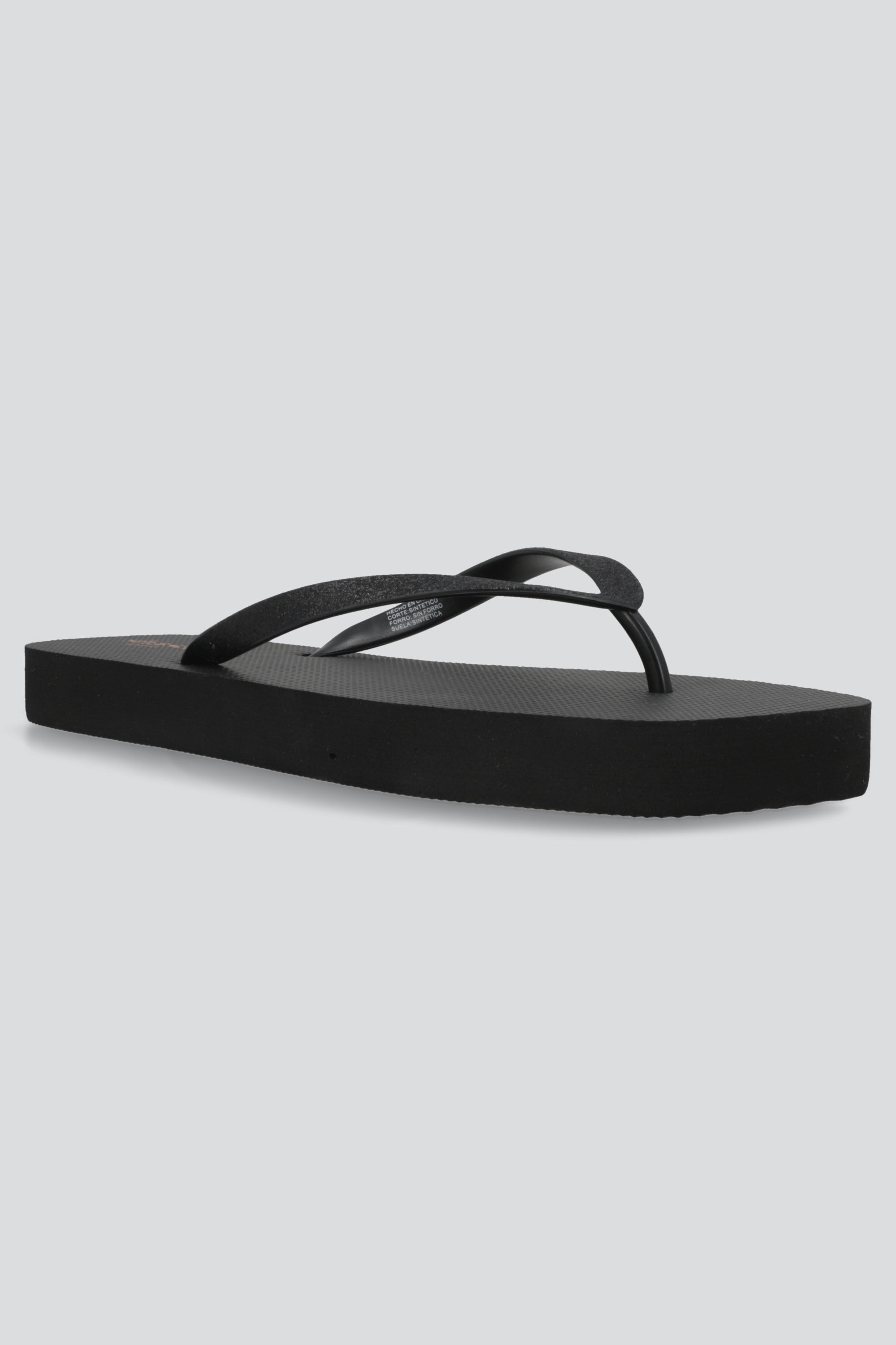 Flip flop punta cuadrada chinela brillos NEGRO