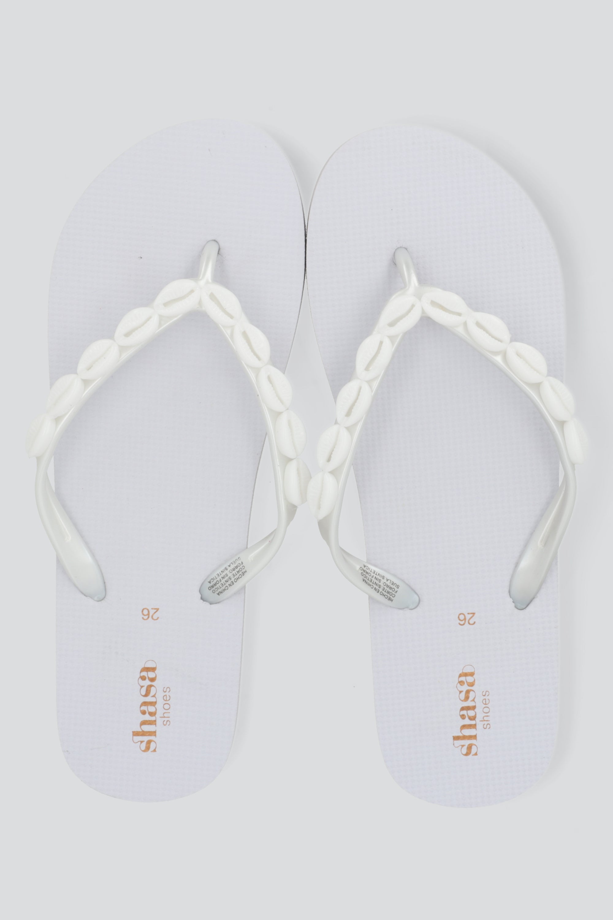Flip flop chinela conchas metal BLANCO