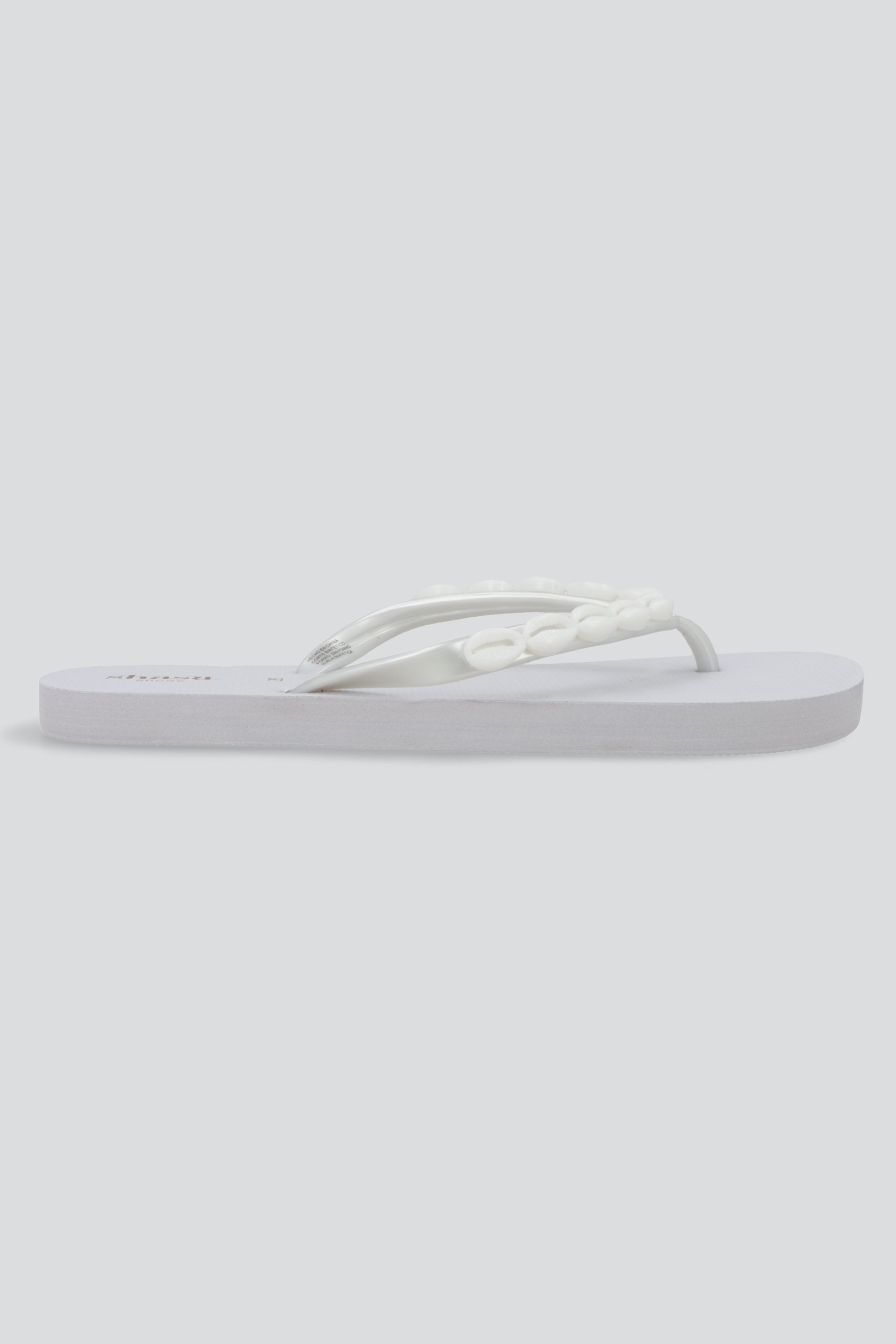 Flip flop chinela conchas metal BLANCO