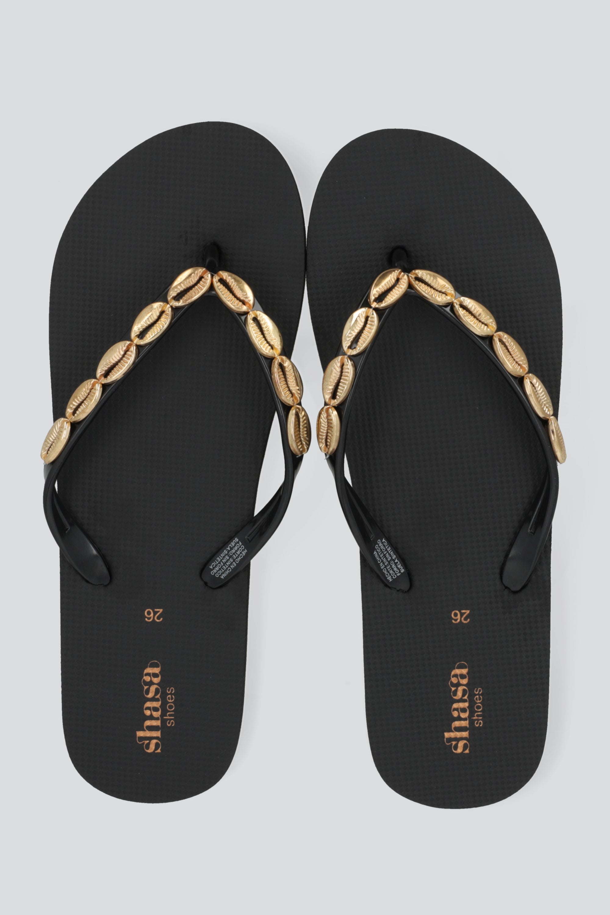Flip flop chinela conchas metal NEGRO
