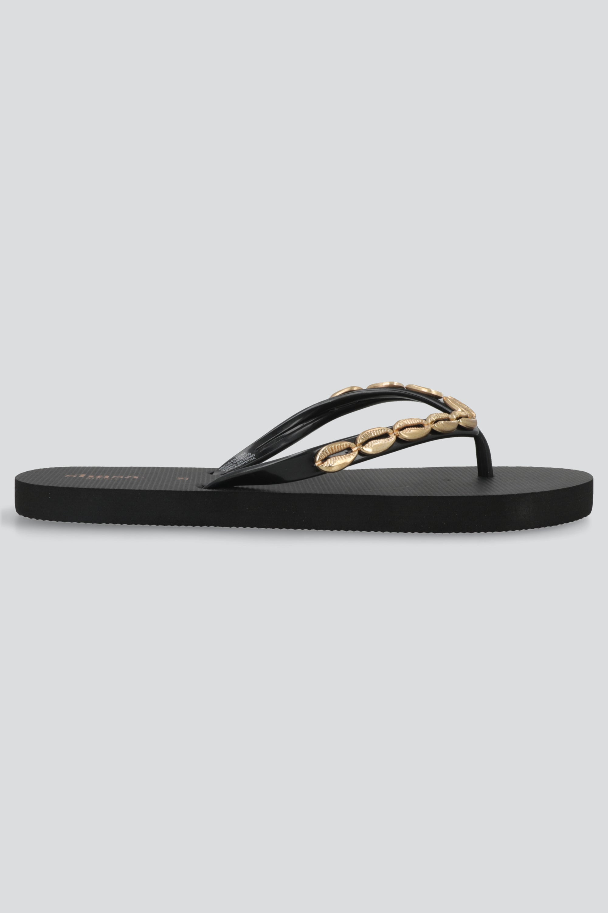 Flip flop chinela conchas metal NEGRO