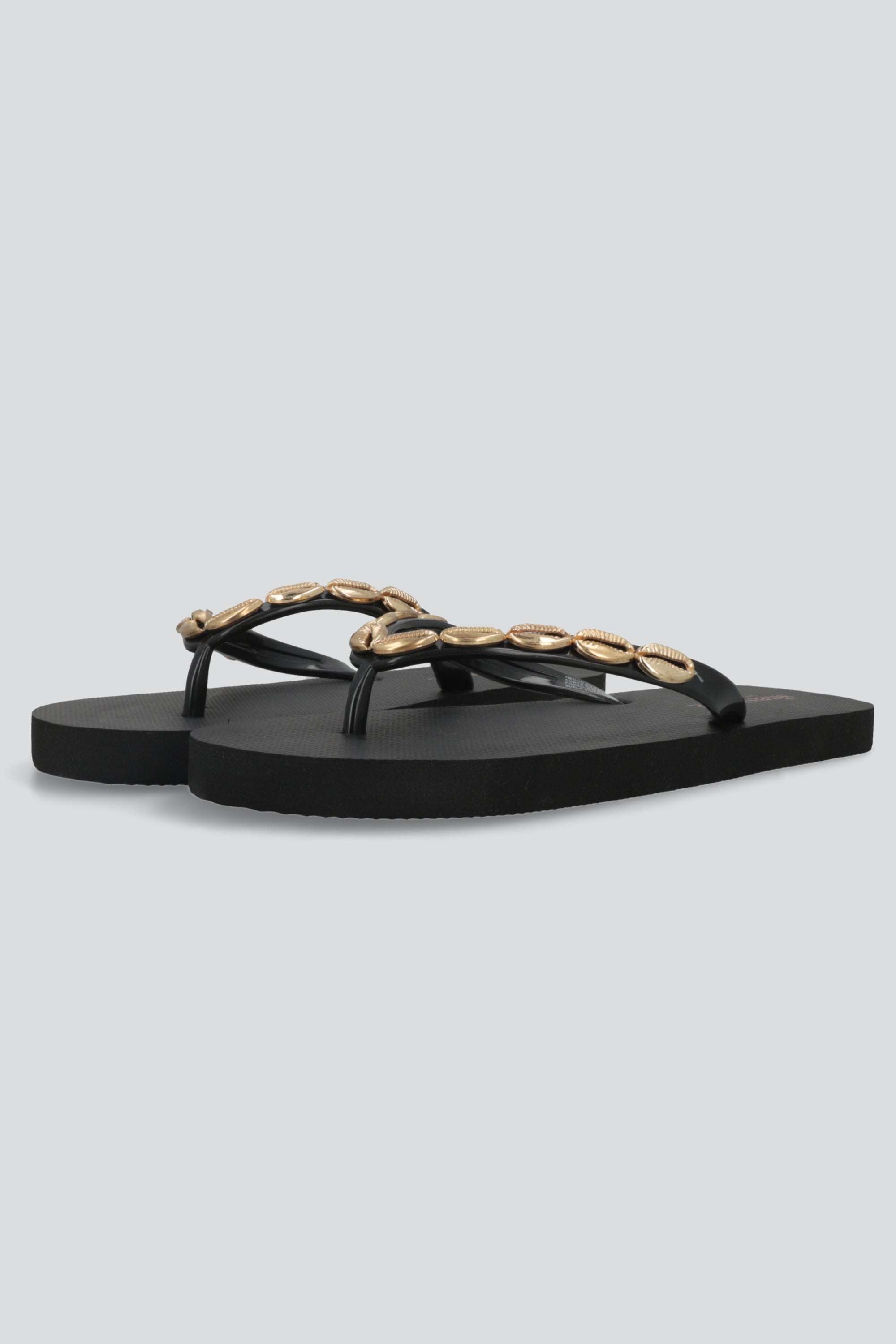 Flip flop chinela conchas metal NEGRO