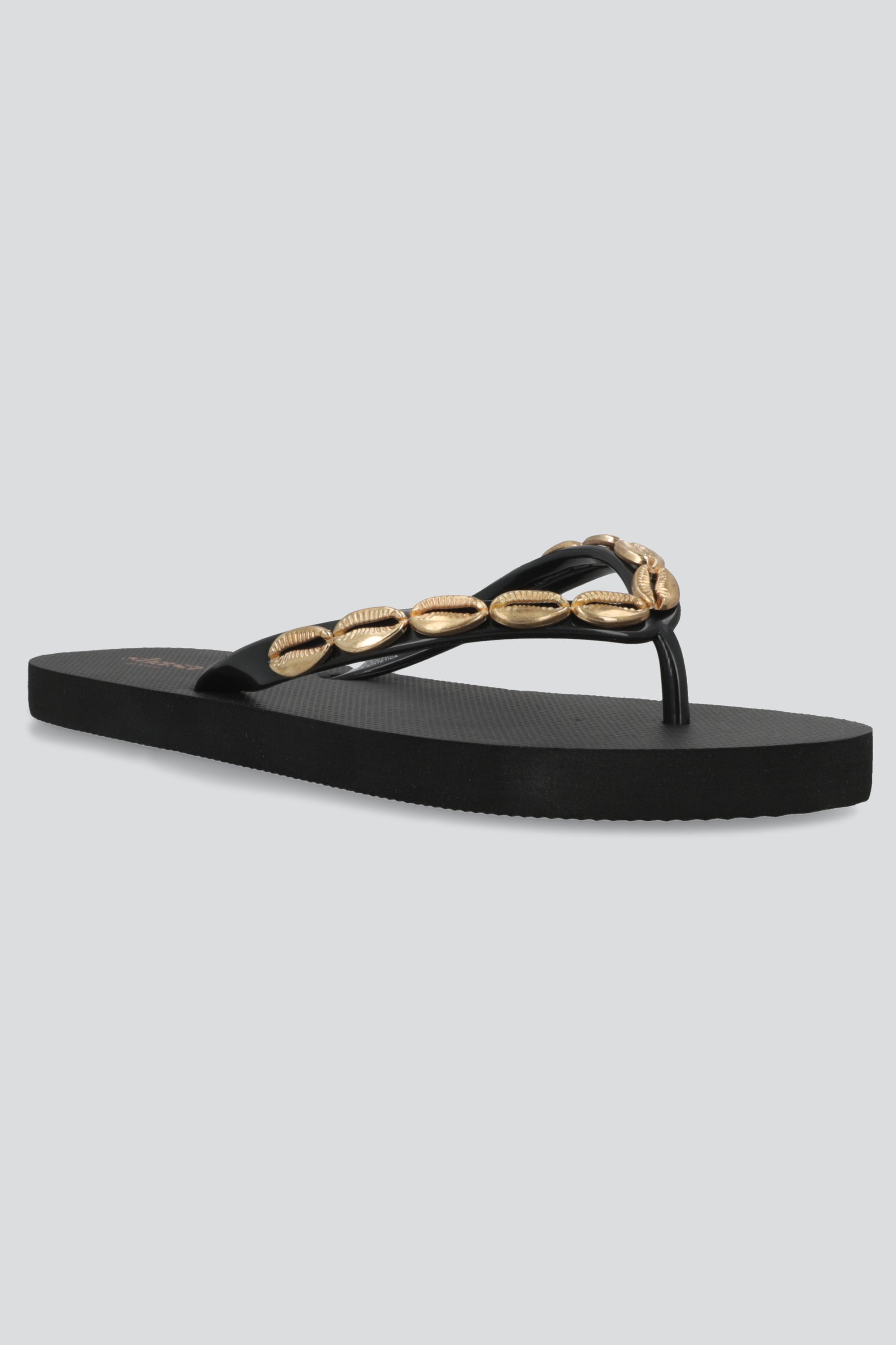 Flip flop chinela conchas metal NEGRO