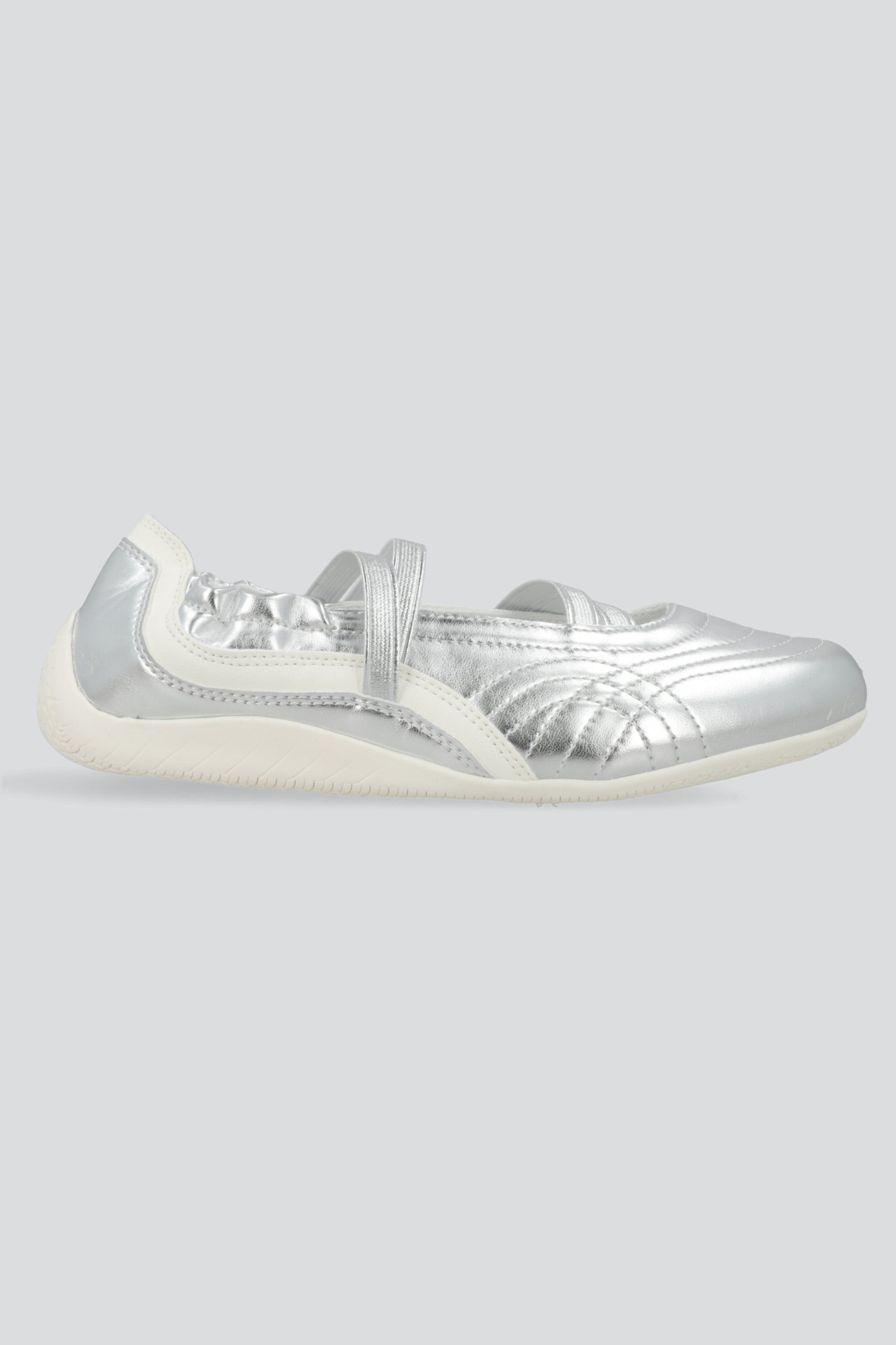 Tenis flat tiras elasticas PLATA