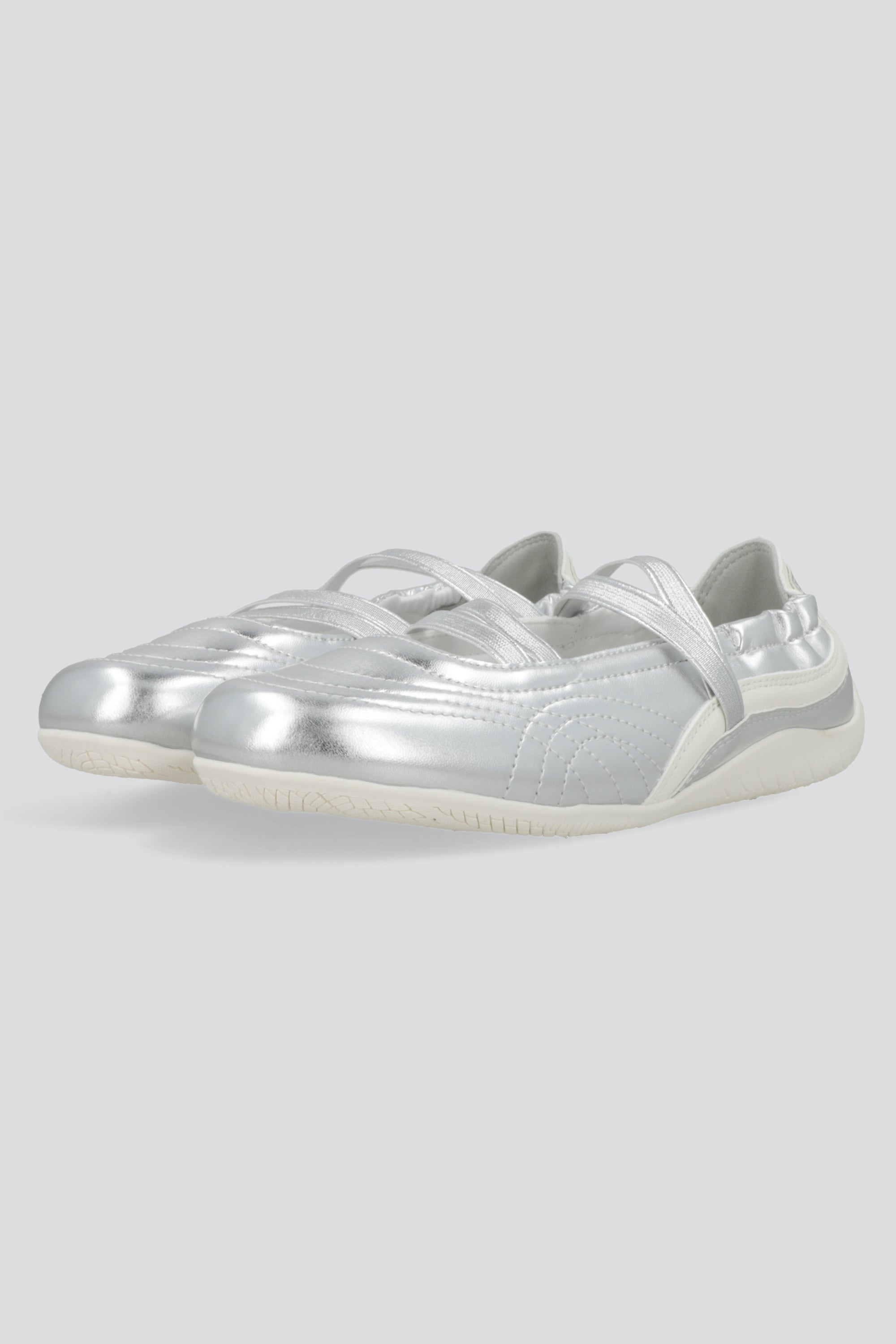 Tenis flat tiras elasticas PLATA