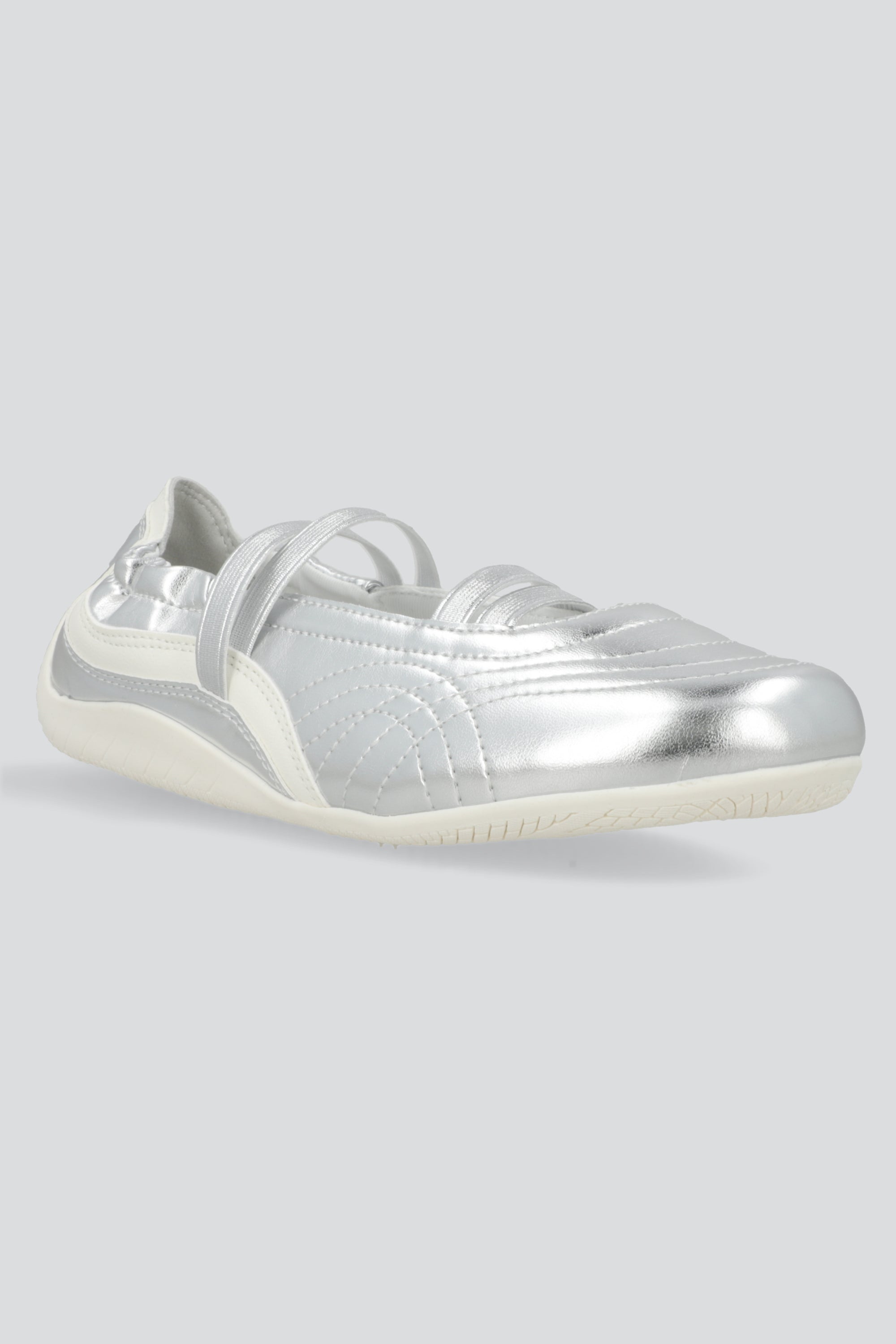 Tenis flat tiras elasticas PLATA