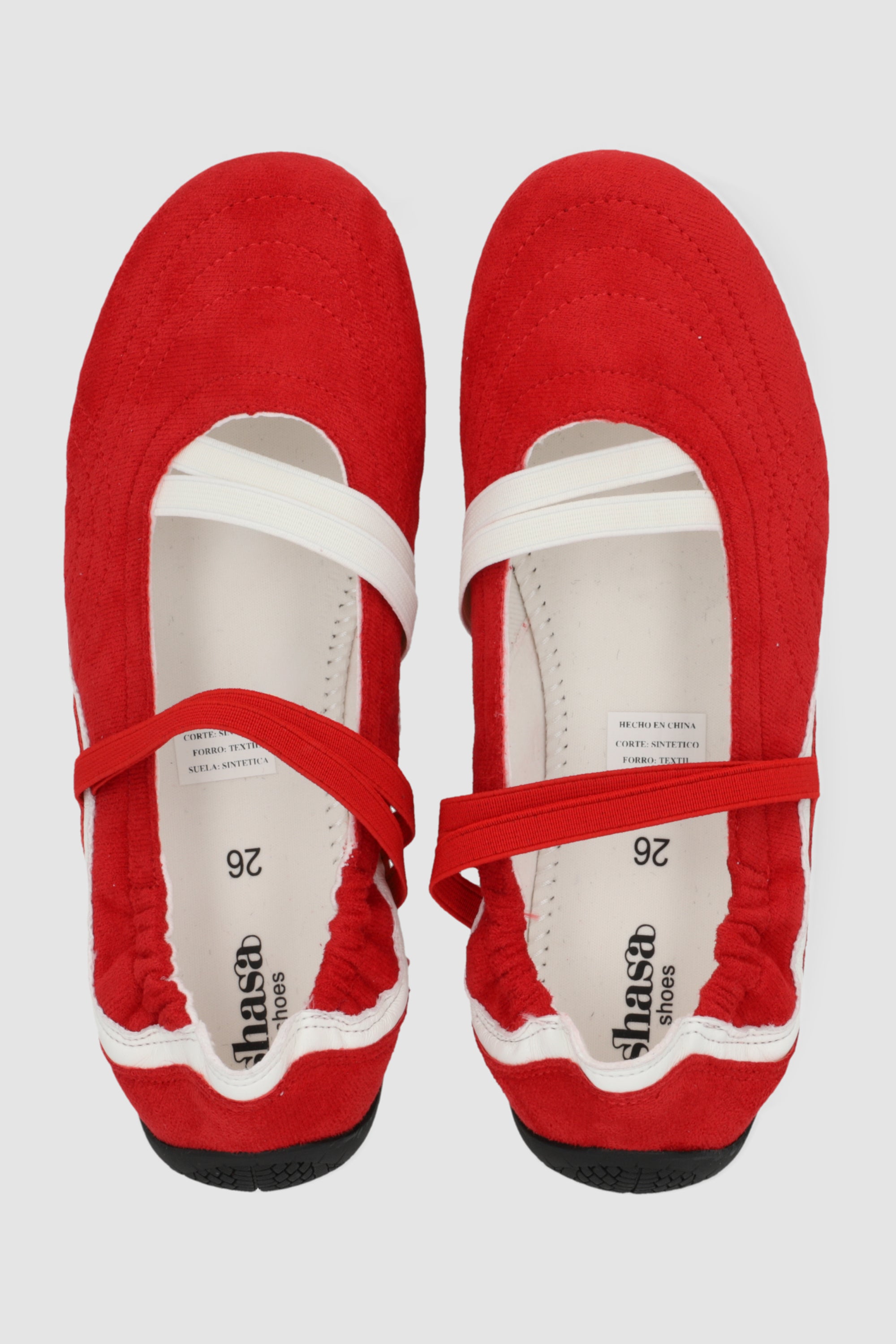 Tenis flat tiras elasticas ROJO