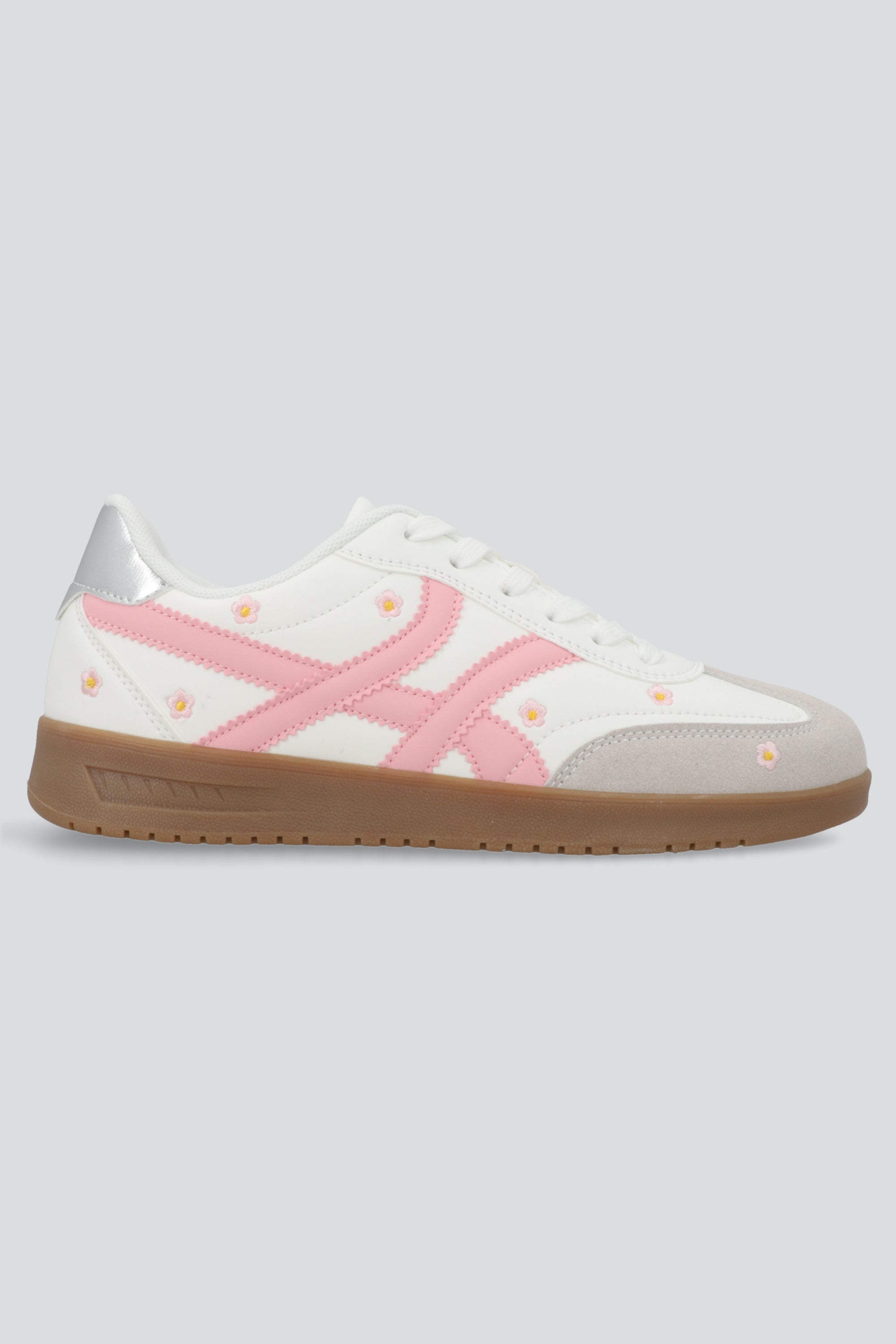 Tenis lineas flores bordadas ROSA