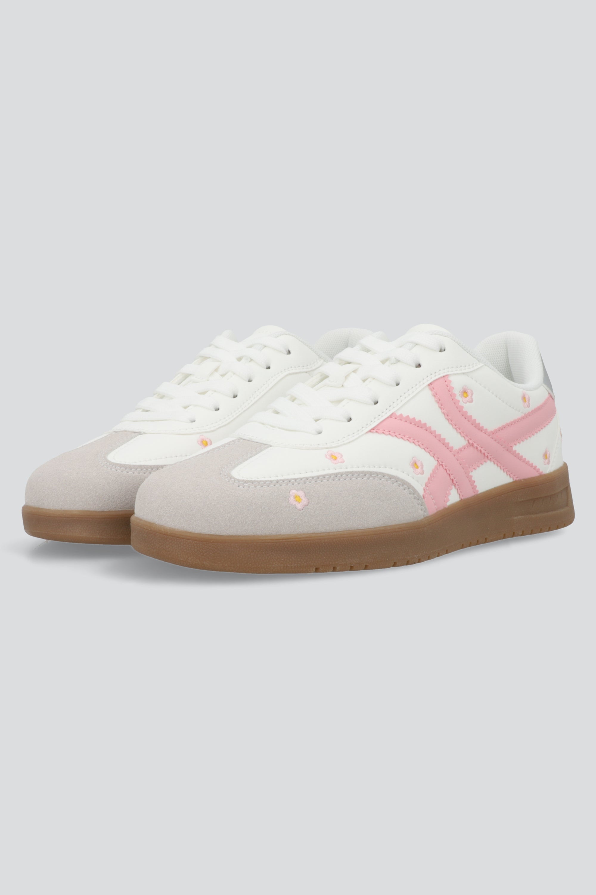 Tenis lineas flores bordadas ROSA