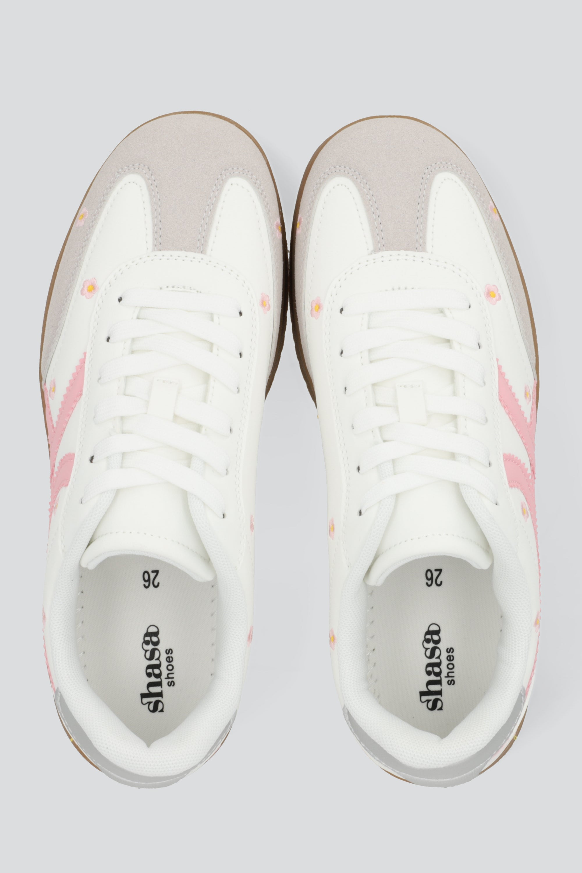 Tenis lineas flores bordadas ROSA