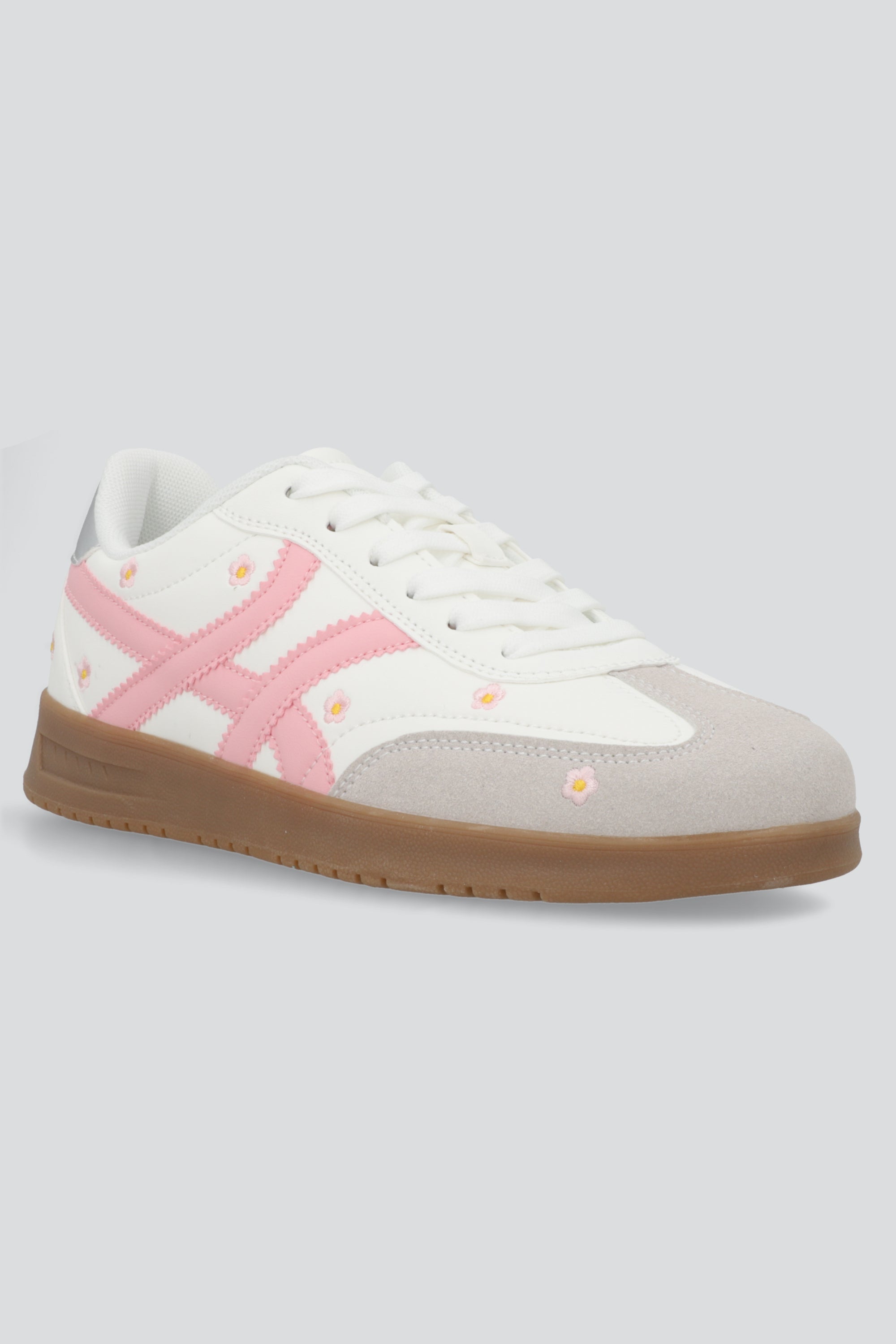 Tenis lineas flores bordadas ROSA