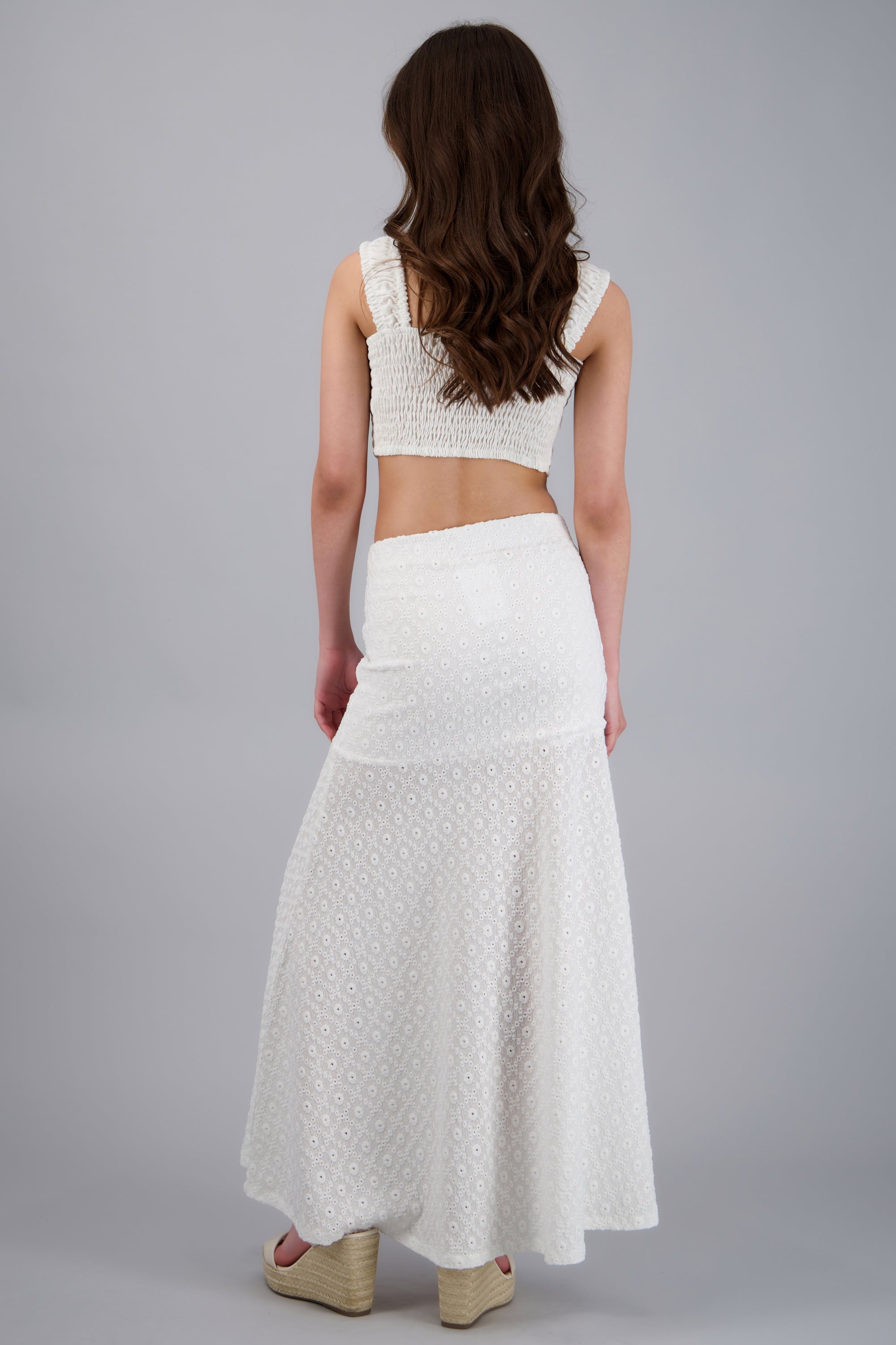 Falda maxi detalle tela BLANCO
