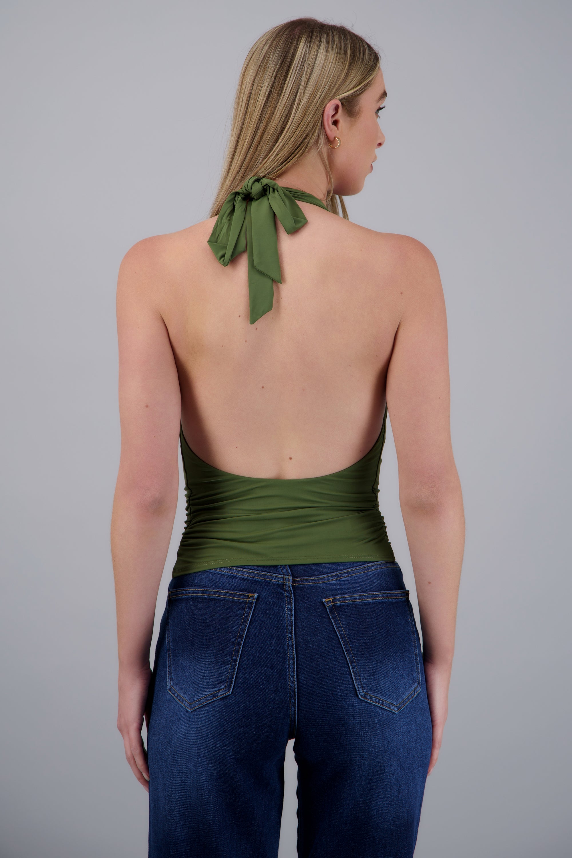 Top halter liso amarre OLIVO