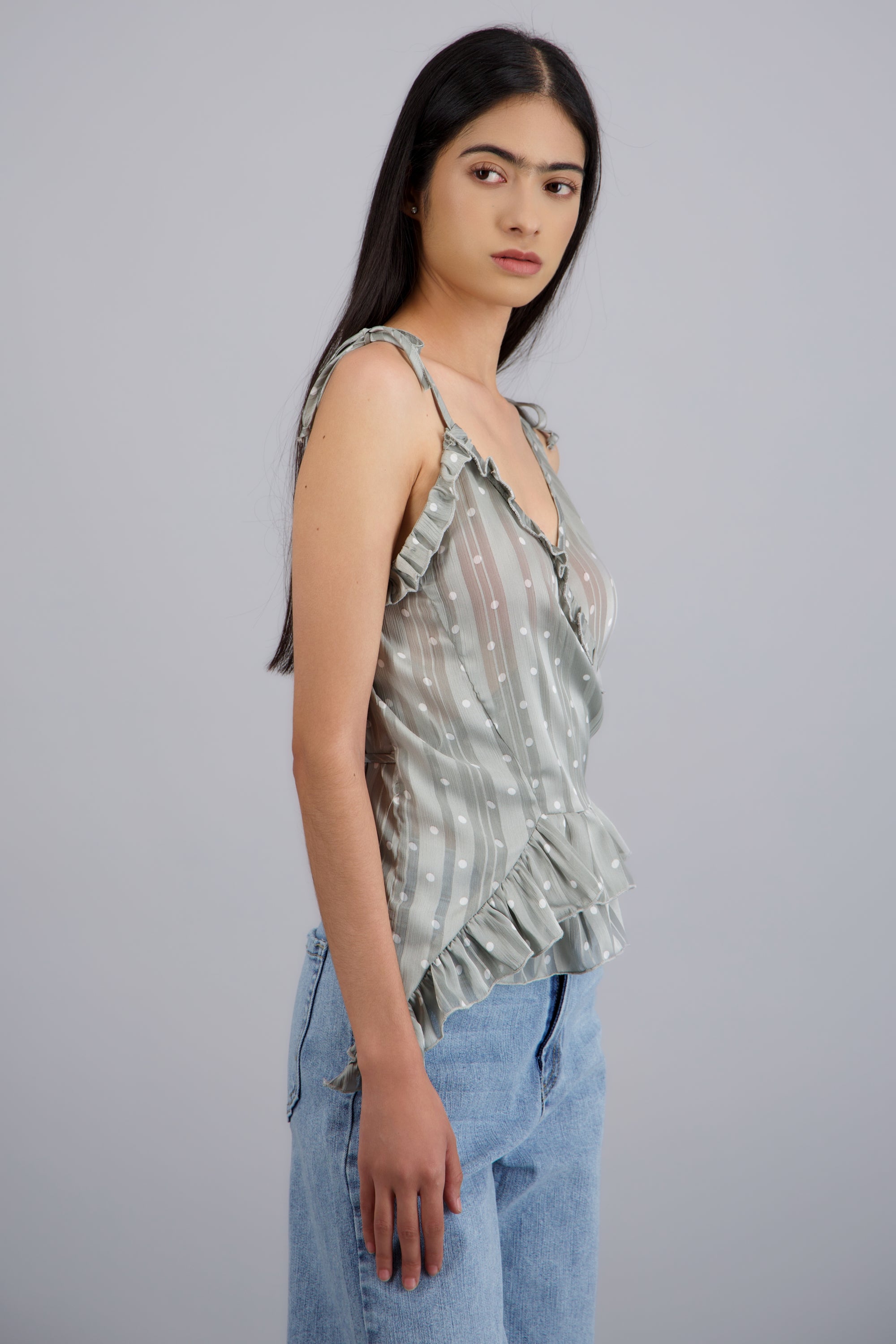 Blusa cruzada olanes GRIS COMBO