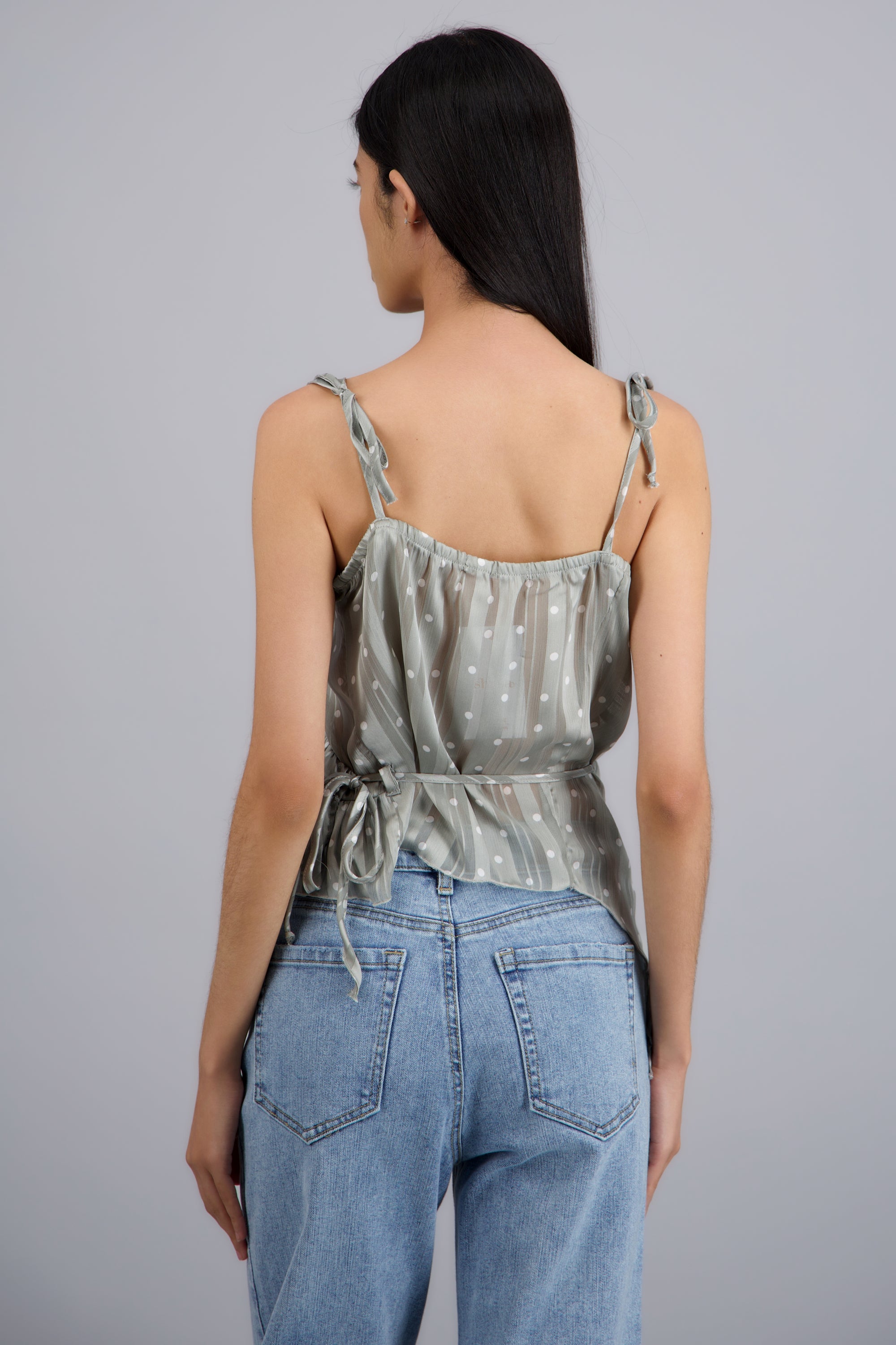 Blusa cruzada olanes GRIS COMBO