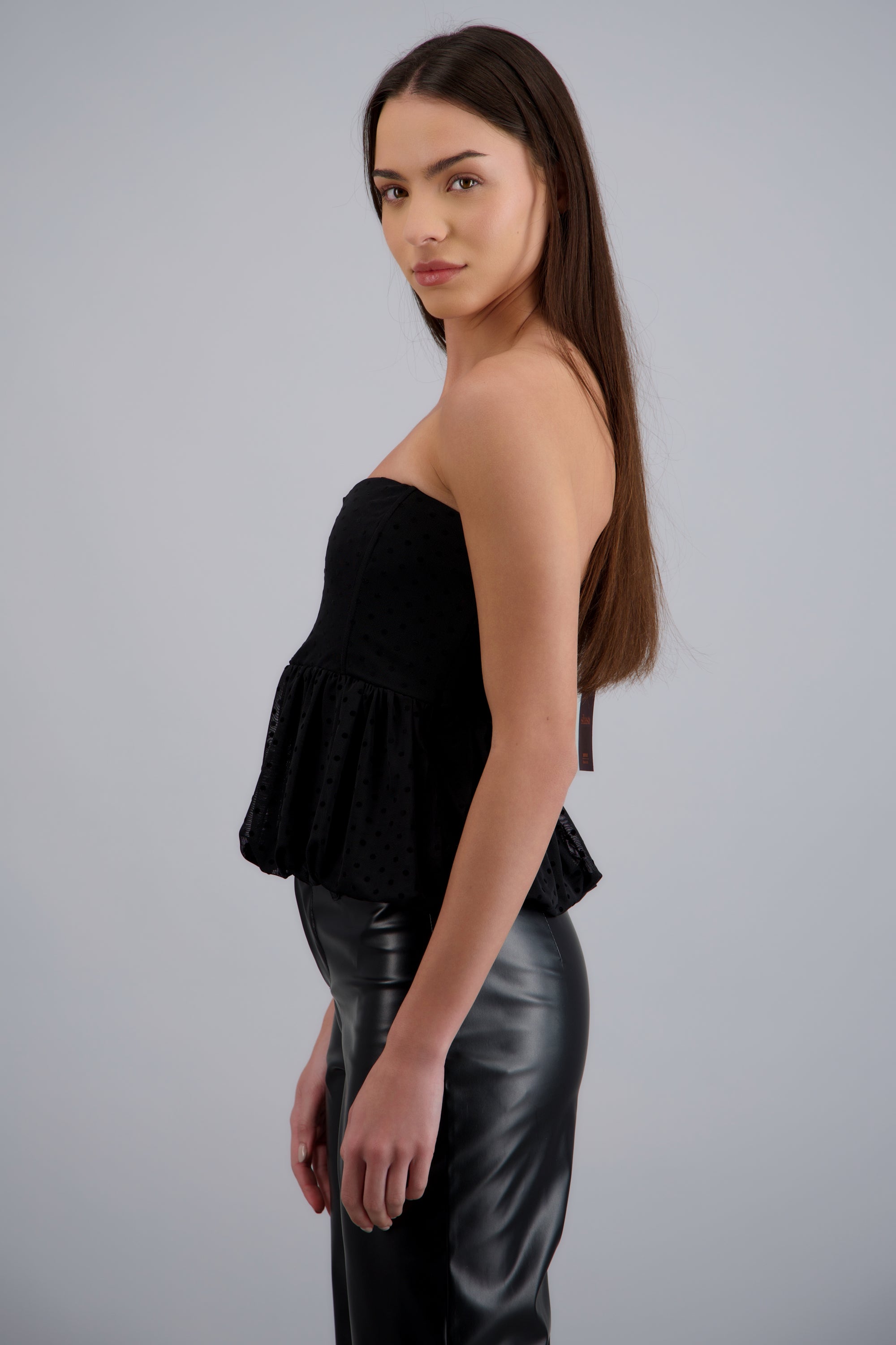 Top lunares peplum NEGRO