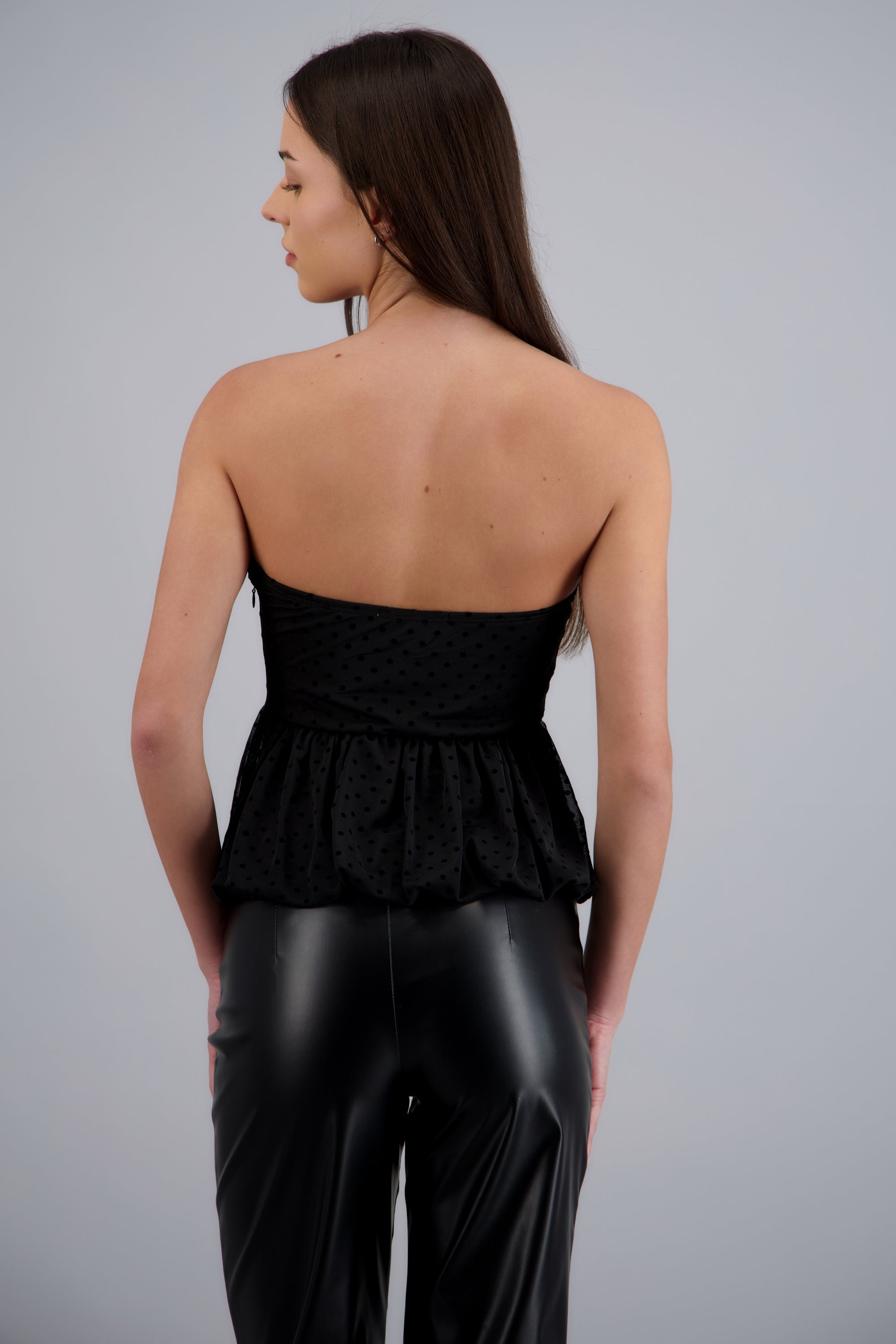 Top lunares peplum NEGRO