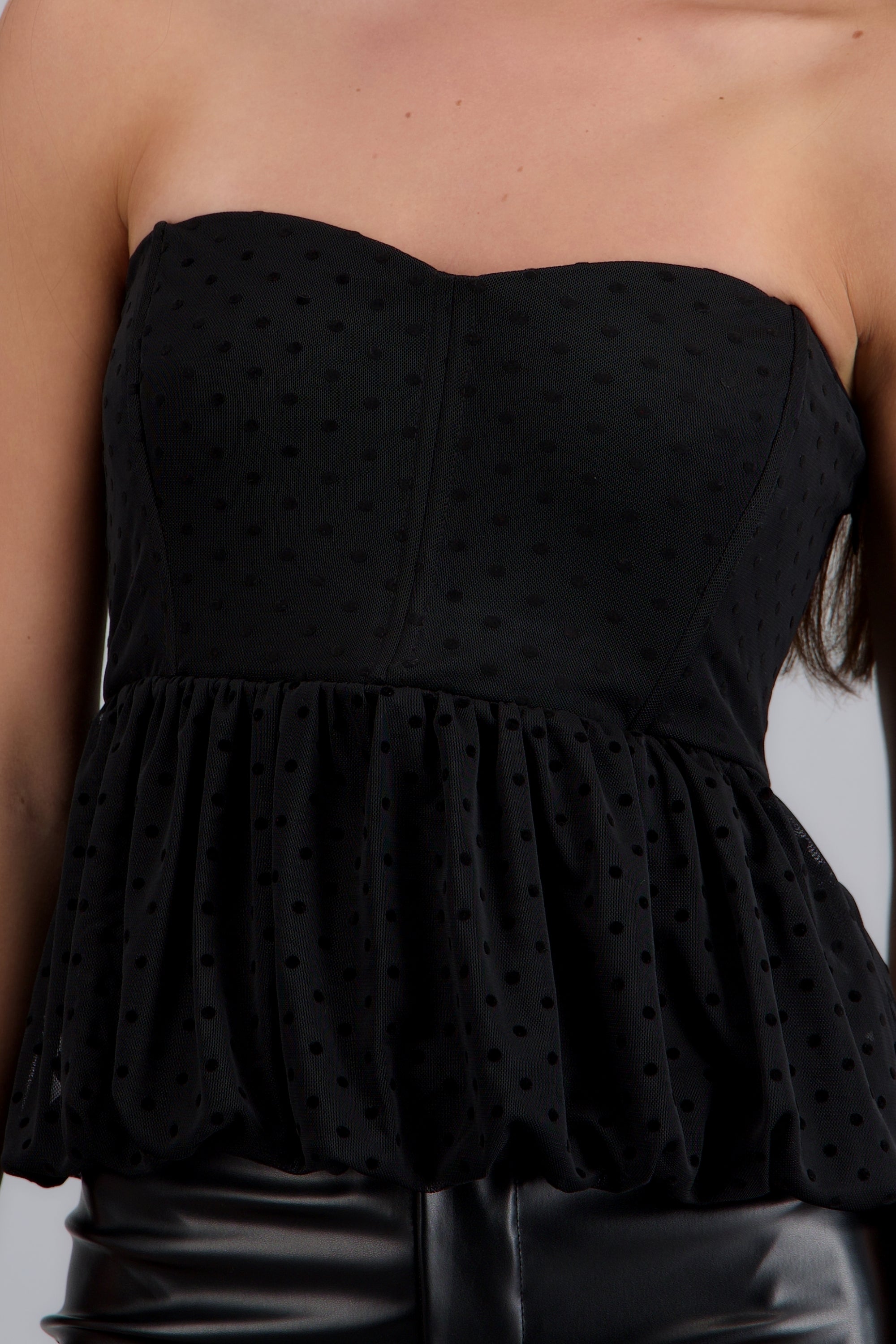 Top lunares peplum NEGRO